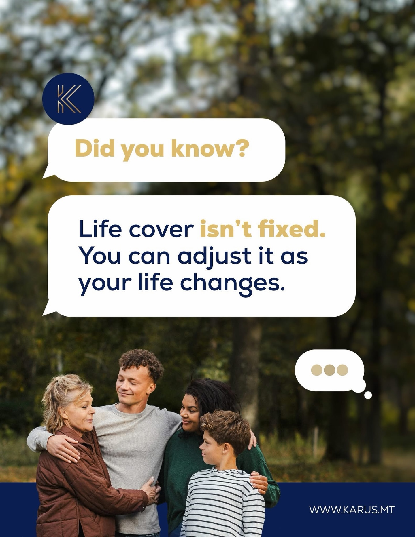 🤔 𝗗𝗶𝗱 𝘆𝗼𝘂 𝗸𝗻𝗼𝘄?
Life cover can be adjusted as your circumstances and life stages change. Your protection should evolve with you.
👉 Learn more karus.mt/products/protection
.
#insurance #malta