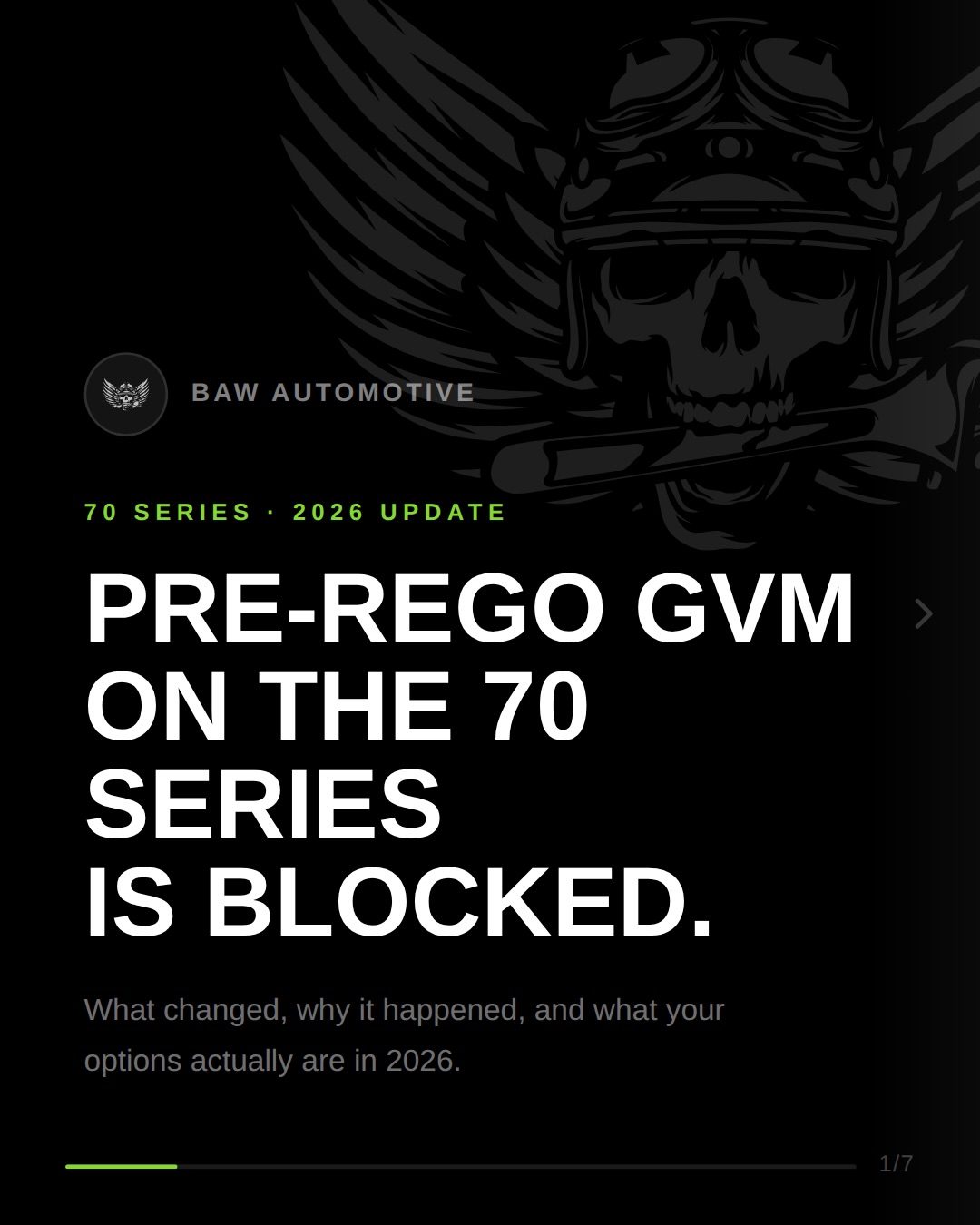 As of 1 November 2025, changes to ADR 80/04 (Euro VI emissions) shut down the federal pre-rego GVM pathway for the entire 70 Series range. Every model, both engines. The 4.5L V8 isn’t coming back…it’s done 😭
Post-rego might still be an option depending on your kit, your engineer, and your state.
If you’ve got a 70 Series in QLD and you’re not sure where you stand call us. We deal with this every day.
🔗 Full article at bawauto.com.au (link in bio)
#gvmupgrade #79series #78series #76series