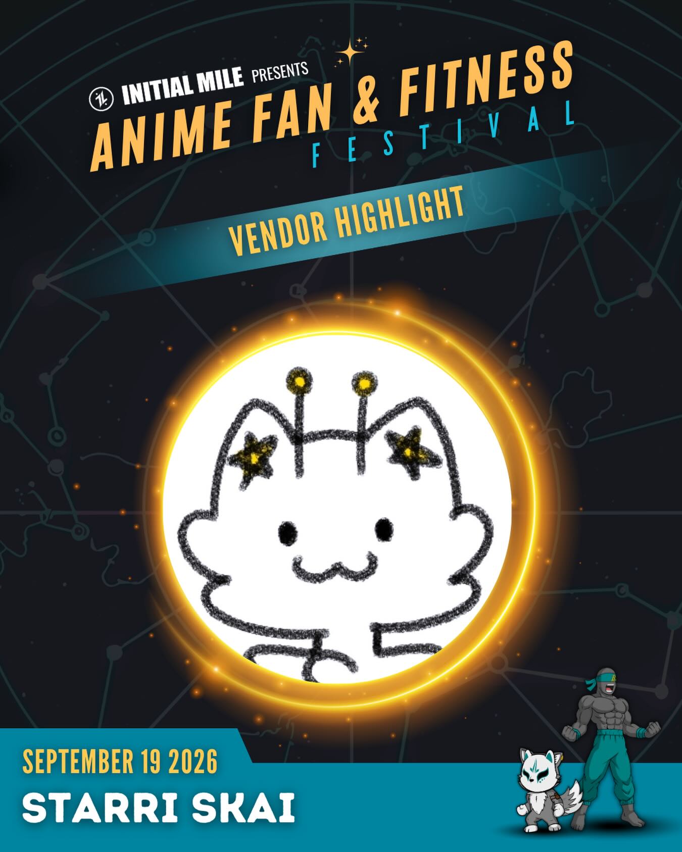 Welcoming @starri.skai.art to our Second Annual Anime Fan and Fitness Festival! Join us on Saturday September 19 at Christmas Hill Park in Gilroy to check out her art and handmade custom accessories! #animefanandfitnessfestival #initialmile #animefestival #fitnessfestival #bayareaevents