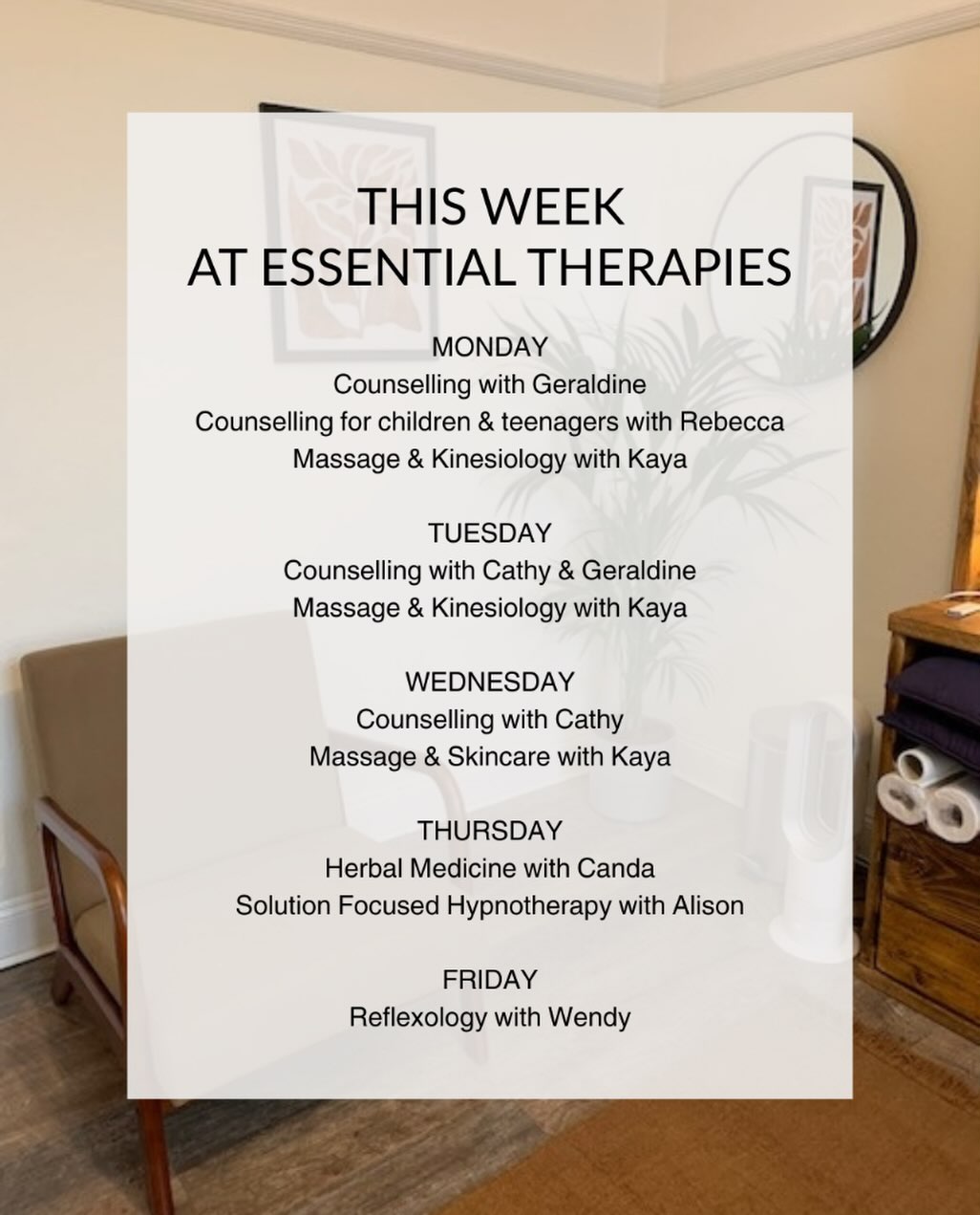 This week @essential.therapies.sidmouth
Please check out our website and contact your chosen therapist directly to book your appointment.
#devon #eastdevon #sidmouth #sidmouthdevon