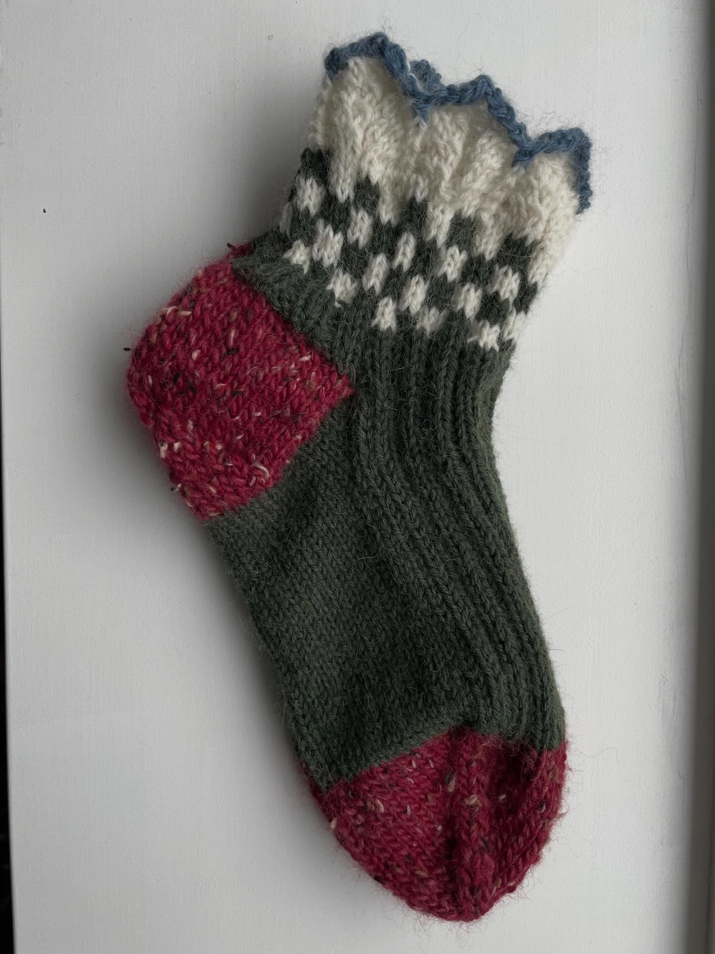Just completed; Green & Red Socks.