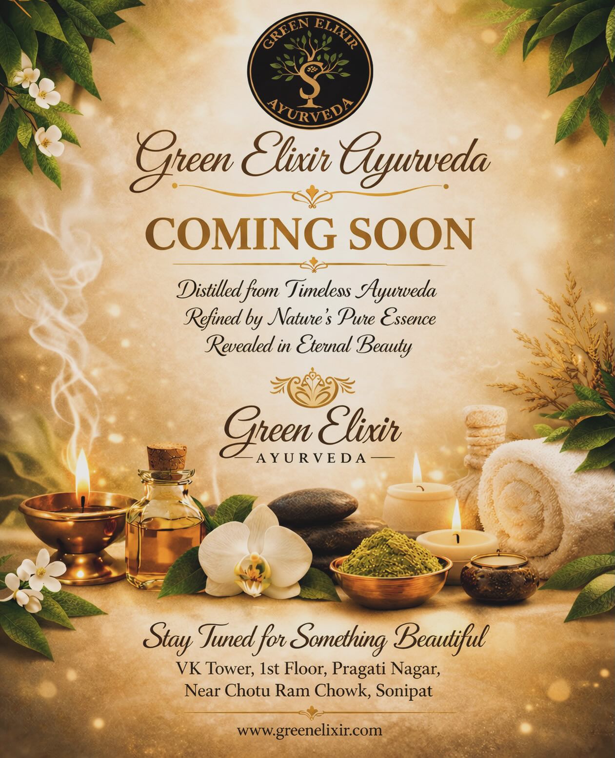 Something pure is arriving in Sonipat… 🌿
Rooted in Ayurveda
Refined by Nature
Crafted for Wellness
✨ Green Elixir Ayurveda — Coming Soon
📍 VK Tower, 1st Floor, Pragati Nagar, Near Chotu Ram Chowk, Sonipat
Stay tuned for something beautiful.
#greenelixirayurveda #beauty#sonipat #health#nature