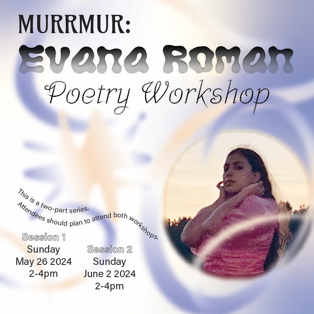 Register to claim the last few spots available for my workshops @icavcu! I am so excited to share my intuitive techniques to apply to your art practice. Link in bio to register!
The ICA invites psychic medium and poet Evana Roman for a two-part poetry workshop in association with our current exhibition. MURRMUR: Blurs and Senses, curated by Assistant Curator of Commerce and Publications Egbert Vongmalaithong.
Both workshops will be held in the Community Media Center, on the 2nd Floor of the ICA building.
Session 1: Sunday May 26 2024, 2-4pm
Session 2: Sunday June 2 2024, 2-4pm
Space is limited to 20 registrants.