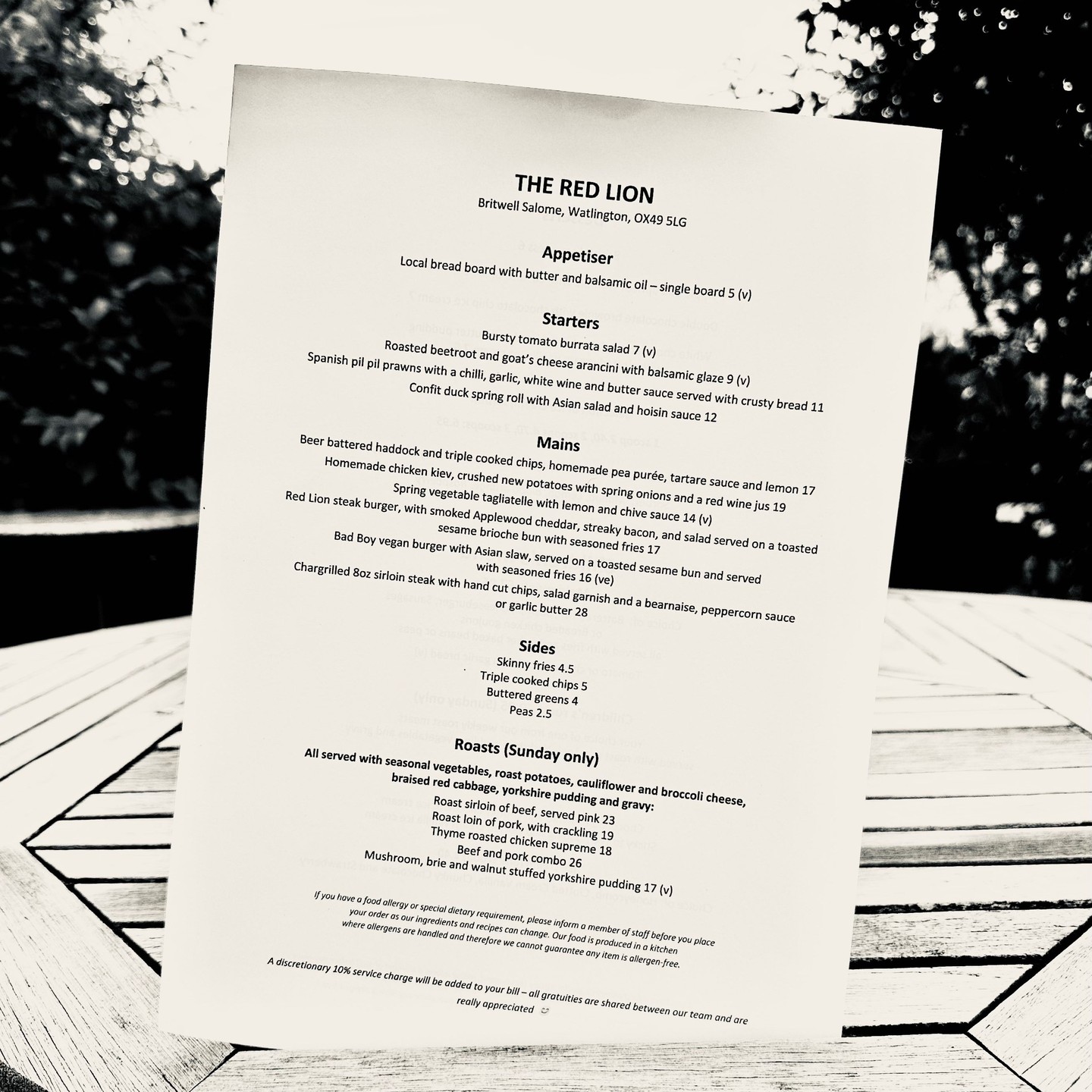 Our new menu for The Red Lion. Come and give it a taste! 😍