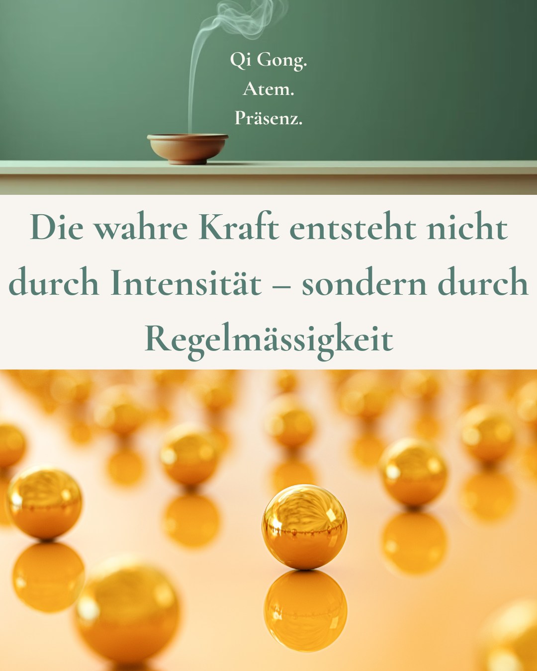 Qualität schlägt Quantität – immer.
Im Qi Gong verstärken sich kleine, saubere Bewegungen über die Zeit.
Warum?
Weil dein System Beständigkeit liebt. Jede regelmässige Praxis – selbst 3 Minuten – setzt ein klares Signal an Körper und Geist: „Das ist wichtig.“
✨ Was passiert, wenn du regelmässig übst?
• Dein Atem beruhigt sich schneller
• Dein Stresslevel sinkt nachhaltiger
• Deine Bewegungen werden weicher und effizienter
• Die Energie beginnt frei zu fliessen
• Der Körper erinnert sich schneller an Ruhe
💡 Tipp:
Statt dir 20 Minuten vorzunehmen, die du nie schaffst – starte mit 3 Minuten täglich.
Das verändert alles.#qigong #qigongschweiz #ausgeglichenheit #stressprävention #meditation