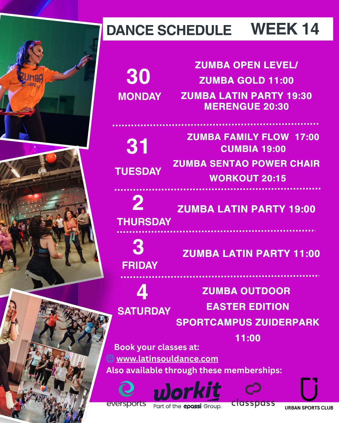 ✨ THIS WEEK AT LATIN SOUL DANCE ✨
Your weekly dose of energy, music & connection is here 💃🏽
From Zumba to Cumbia, Merengue to Family Flow…
every class is more than a workout — it’s a full experience 🌍✨
💛 Come as you are
💛 No experience needed
💛 Just move, feel and enjoy
🐣 SPECIAL SATURDAY
Outdoor Zumba • Easter Edition
Fresh air, great vibes & a little surprise after class 👀🌿
This is your moment to:
✨ move your body
✨ boost your energy
✨ connect with amazing people
🎟️ Book your spot now:
👉 www.latinsouldance.com
Also available for @urbansportsclub_nl @workit.nl @classpassnl @eversportsnl
Let’s dance more, stress less… together 💃🏽
#ZumbaTheHague #DanceFitness #ZumbaLove #DenHaag #DanceCommunity
