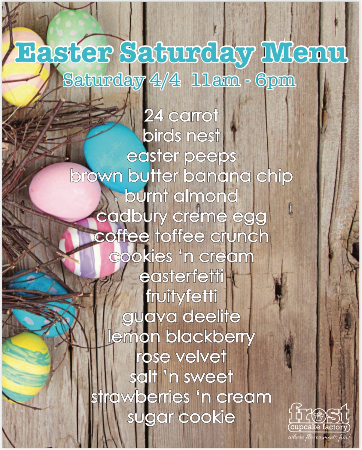 🐰We are now accepting Easter orders for this Saturday 4/4, as we are closed on Sundays.🐣🐰🍬🍫✝️🪺🥚Call or email us your orders today!
📱408-866-YUMM or
📧orders@frostcupcakefactory.com #easter #eastercupcakes #cupcakes #dessert #sanjose