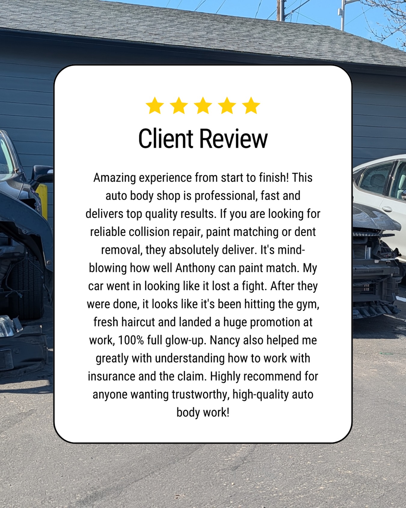 ⭐️⭐️⭐️⭐️⭐️
Another happy customer 🙌
We’re proud to share this 5-star review from one of our amazing clients. At Professional Auto Body & Paint, our mission is simple: deliver top-quality repairs with integrity, safety, and unmatched customer care from start to finish.
From handling your insurance claim to precision paint matching and collision repair, we make sure your vehicle leaves our shop looking like the accident never happened.
🚗 Locally & independently owned
👨👩👧 Second-generation family business
📍 Serving Portland, Oregon since 1997
Thank you for trusting us for nearly 3 decades. We appreciate every customer who becomes part of our story ❤️
#customerappreciationday
#givethanks
#smallbuisness
#googlereview
#shopsmall