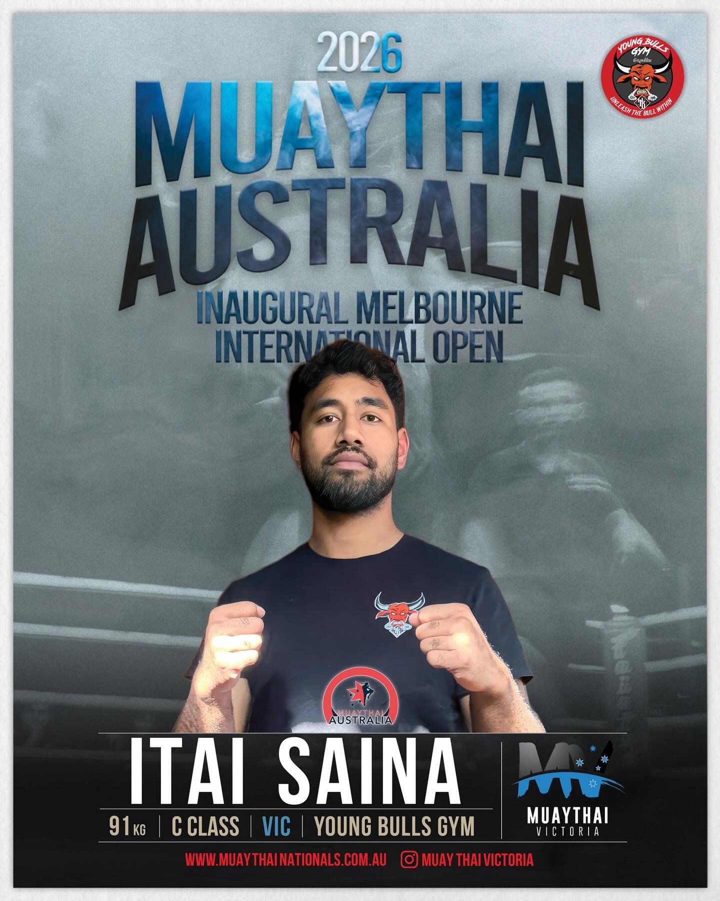 Our third registered fighter for the Melbourne international open tournament is Itai who will be fighting in the C-class division. Come along to the Nationals and Melbourne International Open and make some noise for the Young Bulls fight team 🔥🤘
#youngbullsgym
#youngbullsmuaythai
#weareyoungbullsgym
#youngbullsneverdie
#unleashthebullwithin