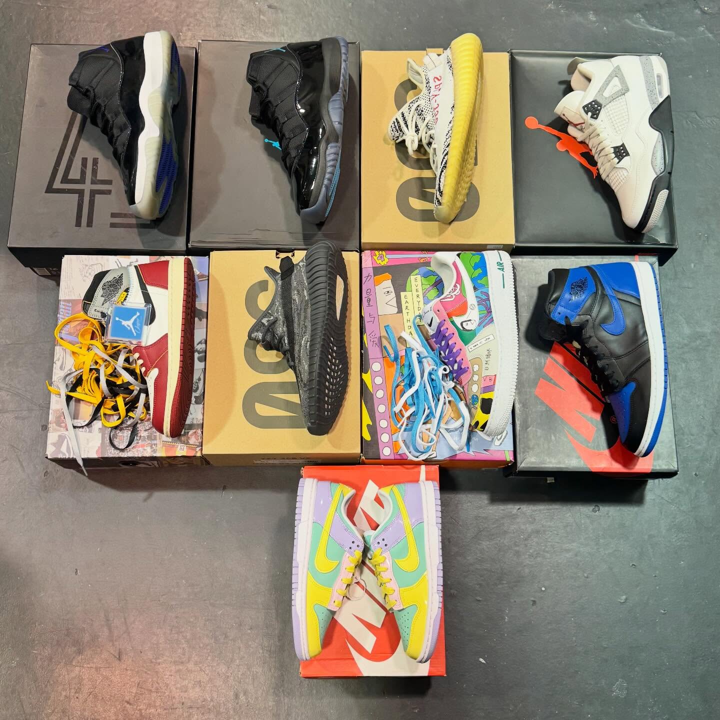 SHOP NOW📱www.sneakerace.com💻 or DM to order!
-2026 Easter Dunk Low: Size 4Y $120 NEW
-Chicago Shadow Union LA Union 1s: Sizes 7.5 & 8.5 Available! $200 each!
-Yeezy 350 MX Dark Salt V2: Sizes 4.5 & 8.5 Available!
-Ruohan Wang Air Force 1 Low: Size 9 $140
-2017 Royal 1s: Size 10.5 $120
-2025 White Cement 4s: Size 4.5Y, 5Y, 7Y, 9, 9.5, 10, 10.5, 11.5, 12 & 13 Available!!
-Yeezy 350 Zebra V2: Sizes 6, 9, 9.5 & 11 Available!
-2025 Gamma Blue 11s: Sizes 4.5Y, 6Y, 8, 8.5, 9.5, 10.5, 11, 11.5, 12 & 13 Available!
-2016 Space Jam 11s: Size 12 $200
🔥Available In Store or Website NOW📱💻 DM To Order!