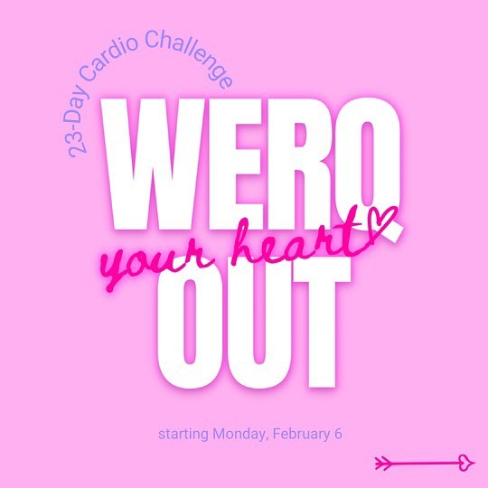 Here comes the next challenge!
Because February is American Heart Month, a time when all people can focus on their cardiovascular health, we put this cardio challenge together. After all, building cardiovascular strength and endurance is what we do here at WERQ!
WERQ Your Heart Out is a 23-Day Cardio Challenge.
It begins this Monday, February 6th.
The rules are simple:
Each day @werqfitness will post the song of the day in Instagram stories AND on our youtube channel. Do the dance and color in a heart each day. The link to the printable is in our bio. Post you progress or a video and tag @werqfitness #WERQyourheartout.
Put your heart at the top of your priority list this month and dance with us🙌
#livetothebeat #americanheartassociation #americanheartmonth #cardiochallenge #dancechallenge #dancefitness #cardiodancefitness