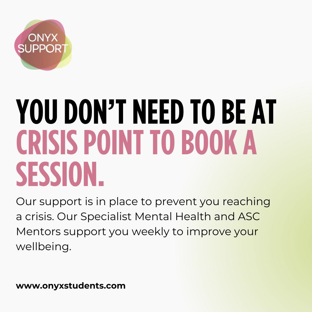 You donât need to be at crisis point to ask for support. In fact, reaching out early can make things feel lighter, clearer, and more manageable đ
We can support you with:
⢠DSA (Specialist Mentoring + Study Skills) for university
⢠Access to Work support for the workplace
⢠Apprenticeship support to help you balance training, wellbeing, and day-to-day life
If things are building up, or you just want a steadier week-to-week routine, weâre here for you.
đ www.onyxstudents.com
#StudentSupport #DSA #AccessToWork #ApprenticeshipSupport #MentalHealthSupport #StudySkills #SpecialistMentoring #OnyxSupport #DSASupport #Student #University