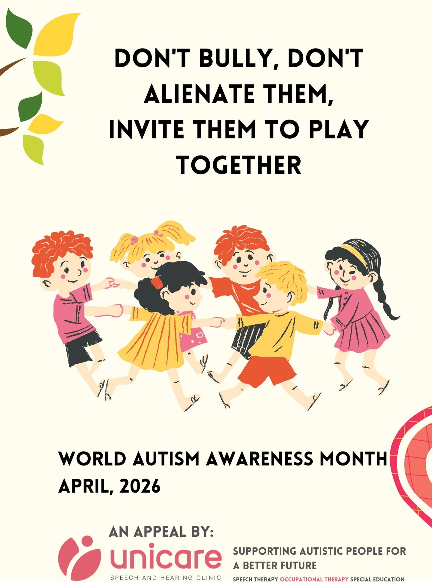 🌍 World Autism Month at Unicare Speech & Hearing Clinic 💙
Children with autism don’t need extraordinary interventions—they need little support and lots of love. When embraced with kindness, patience, and inclusion, they flourish as vibrant members of our communities.
At Unicare Speech & Hearing Clinic, we proudly celebrate World Autism Month by raising awareness and fostering acceptance. Our experts are always here to guide you, answer your questions, and help you understand how to support children with autism in meaningful ways.
✨ Let’s come together to spread awareness, break barriers, and build communities where every child feels seen, valued, and loved.
Join us in making inclusion not just a word, but a way of life. 💙 #autismsupport #autismawarenessmonth💙