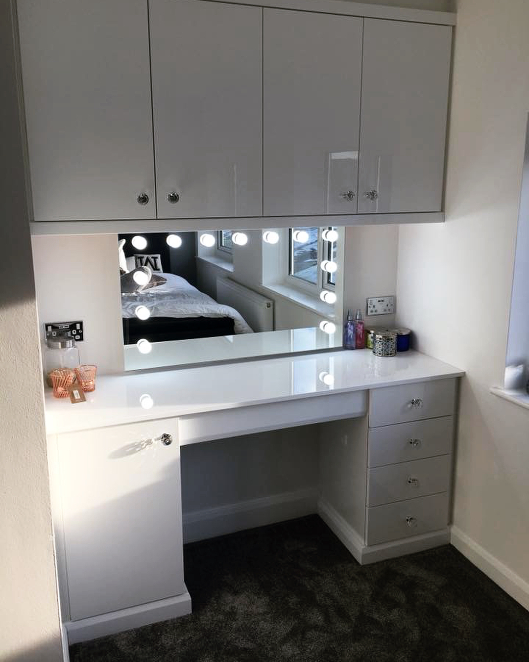 Image White Gloss Fitted Bedroom with Hollywood Mirror dressing area.
_____________________
To discuss our wide range of bedroom furniture please visit us in store.
_____________________
#bedroom #furniture #mirror #renovation #wakefield