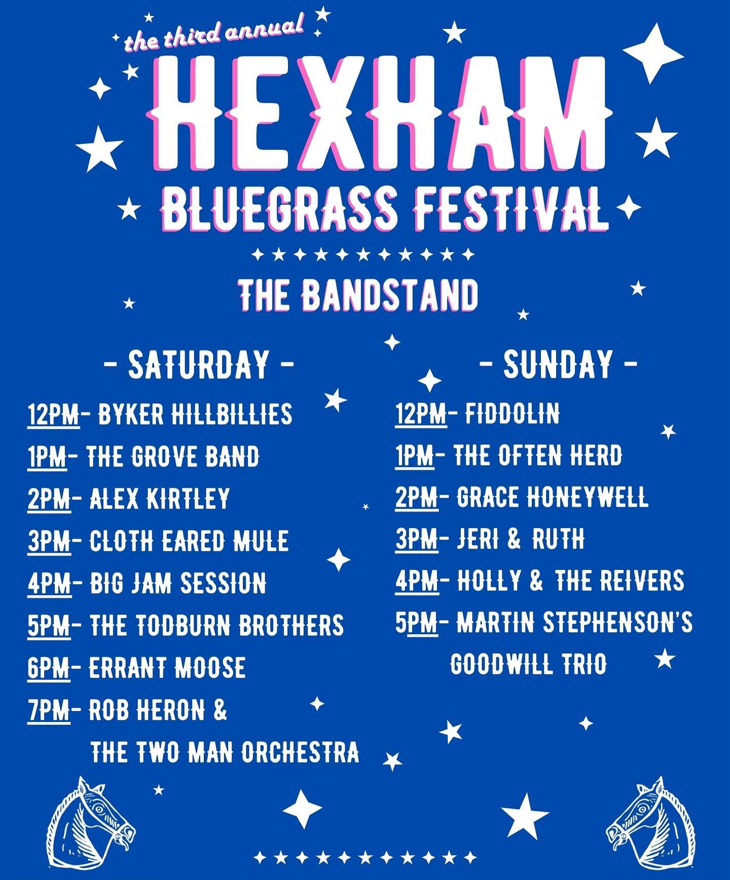 We can’t believe it but the festival is this weekend!!!! Hexham will be filled with brilliant music, dancing, workshops and stalls. It’s going to be fantastic and we can’t wait!!!
We’re still crowdfunding so if you can spare anything to help this festival please do by following the link in our bio
See below for the running order and fringe events (more to be added), and check out the website for more info and updates... Remember it’s all FREE ENTRY (unless stated)
www.bluegrassinhexham.uk
See you this weekend!!! #bluegrass #bluegrassguitar #oldtimemusic #picking #jamming #livemusic #freefestival @indyhexham @whatsonhexham @whatsoninthenortheast