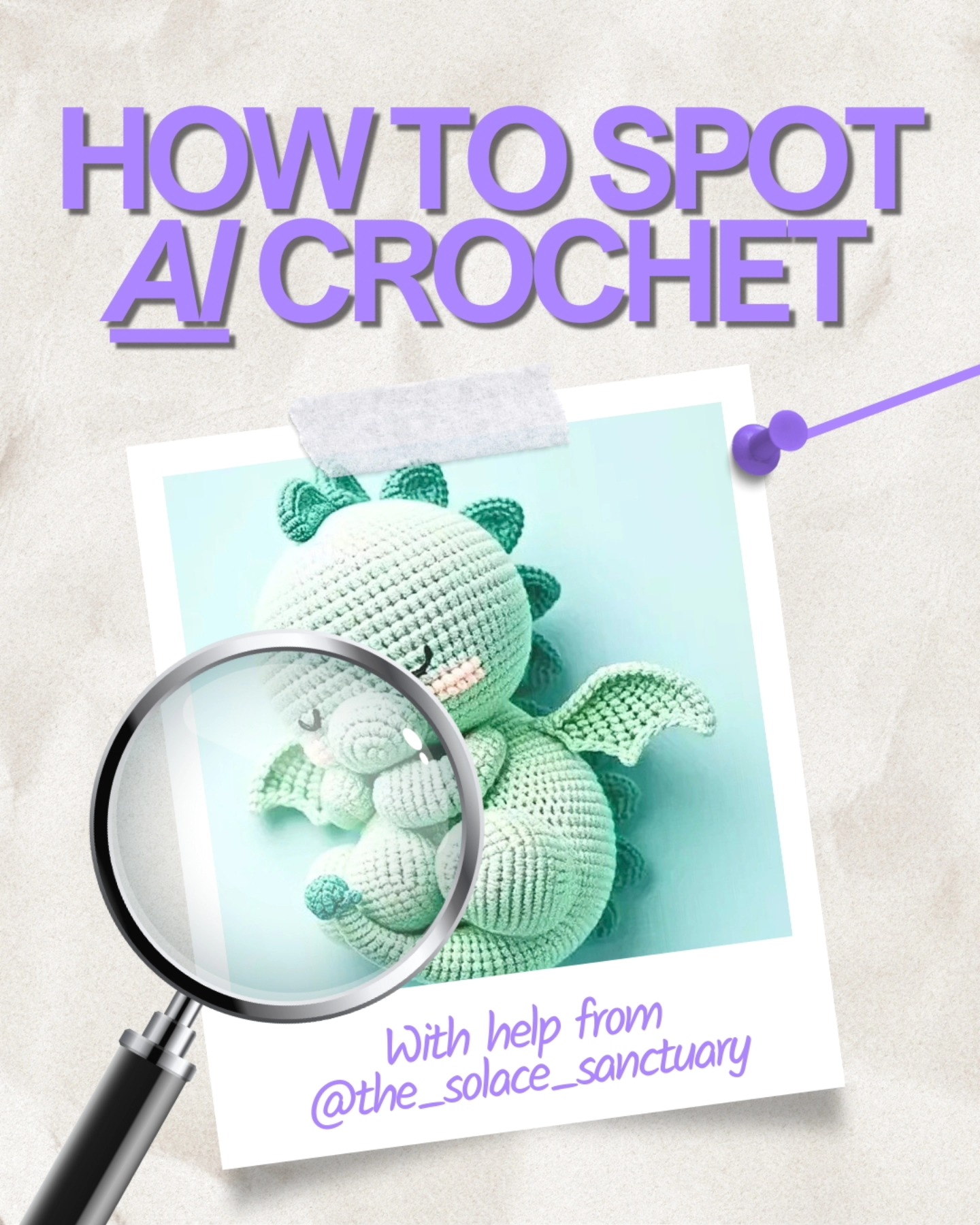 Went for something a little different for Day 8 of #AmiguruMay2025 - Good to Know! 🕵🏻♀️🧶
With AI being rampant these days and it getting better and better at fooling people, I thought I'd do a quick little guide on how to best spot AI crochet 🧐 so make sure to SAVE this post to come back to fo future reference!
Have you been fooled before? I know I sure have (namely the camper van on slide 6) 😅