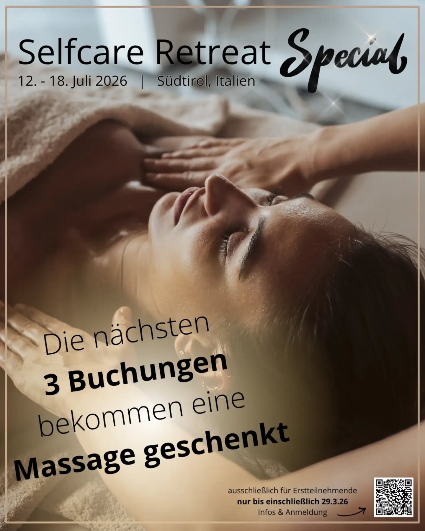 JUBILÄUMS-SPECIAL 🌿
Die nächsten 3 Buchungen für das Selfcare Retreat erhalten eine Massage geschenkt.
Dieses Angebot ist bewusst klein gehalten – weil es nicht um Masse geht, sondern um echte Veränderung in einer kleinen Gruppe.
Wenn du schon länger spürst, dass du dir Zeit für dich nehmen möchtest, könnte das genau dein Moment sein.
Nicht irgendwann.
Nicht „wenn es besser passt“.
Sondern jetzt.
➡️ Alle Infos findest du im angepinnten Beitrag
➡️ Direkt buchen über den Link in meiner (Miris) Bio
Wenn du unsicher bist, schreib mir gerne.
Wir freuen uns auf dich 🤍