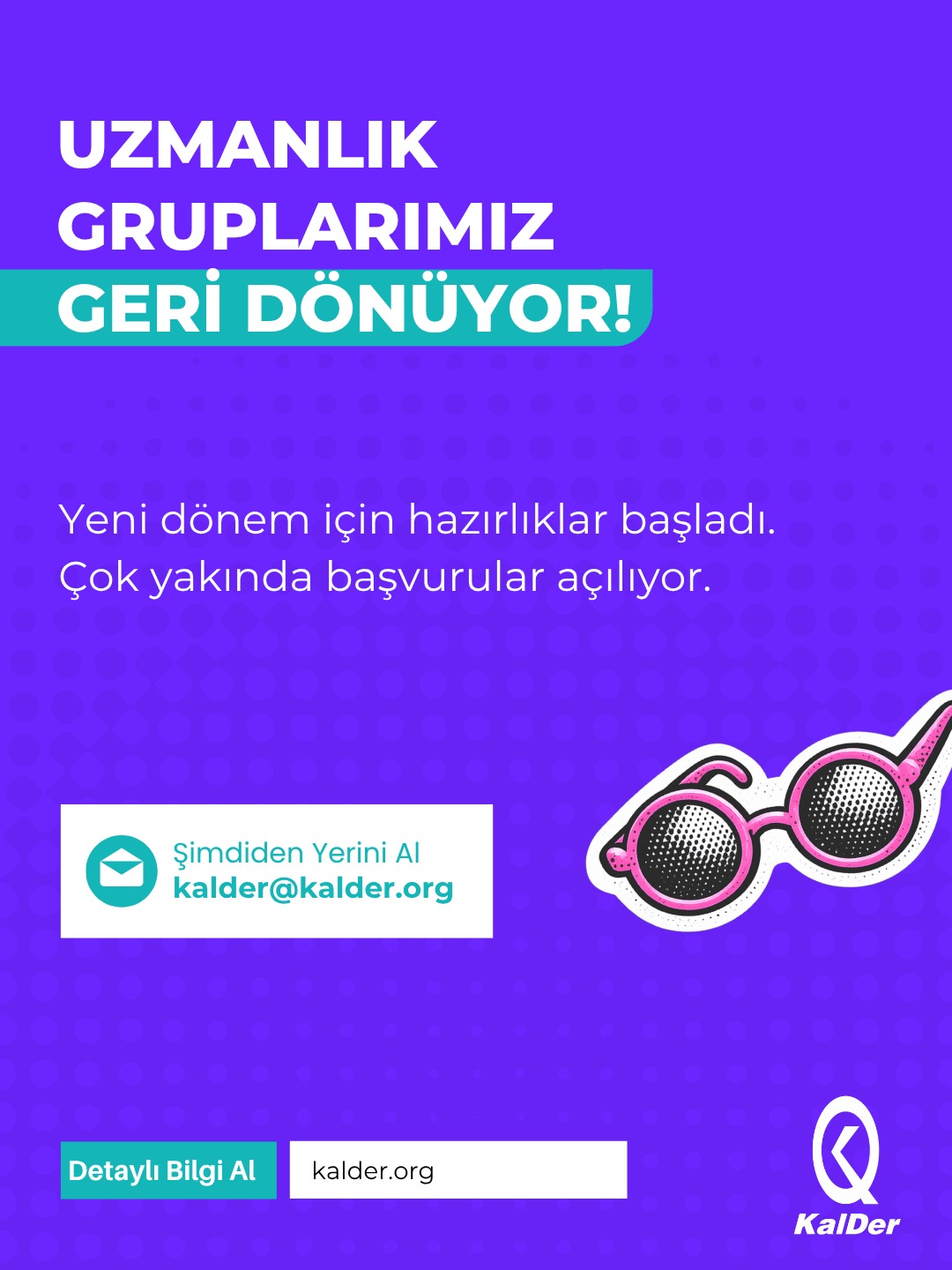 1993’ten bu yana gönüllülükle büyüyen Uzmanlık Çalışma Gruplarımız; fikirleri projeye, projeleri etkiye dönüştüren güçlü yapısıyla yeniden sahneye çıkıyor.
⭐ Şimdi yeni dönem için hazırlıklar başladı, yakında başvurular açılıyor!
Bilgiyi birlikte üretmek, geliştirmek ve yaygınlaştırmak isteyen herkesi aramızda görmek isteriz.
📩 kalder@kalder.org
🌐 kalder.org
#KalDer #UzmanlıkGrubu #ÇalışmaGrubu