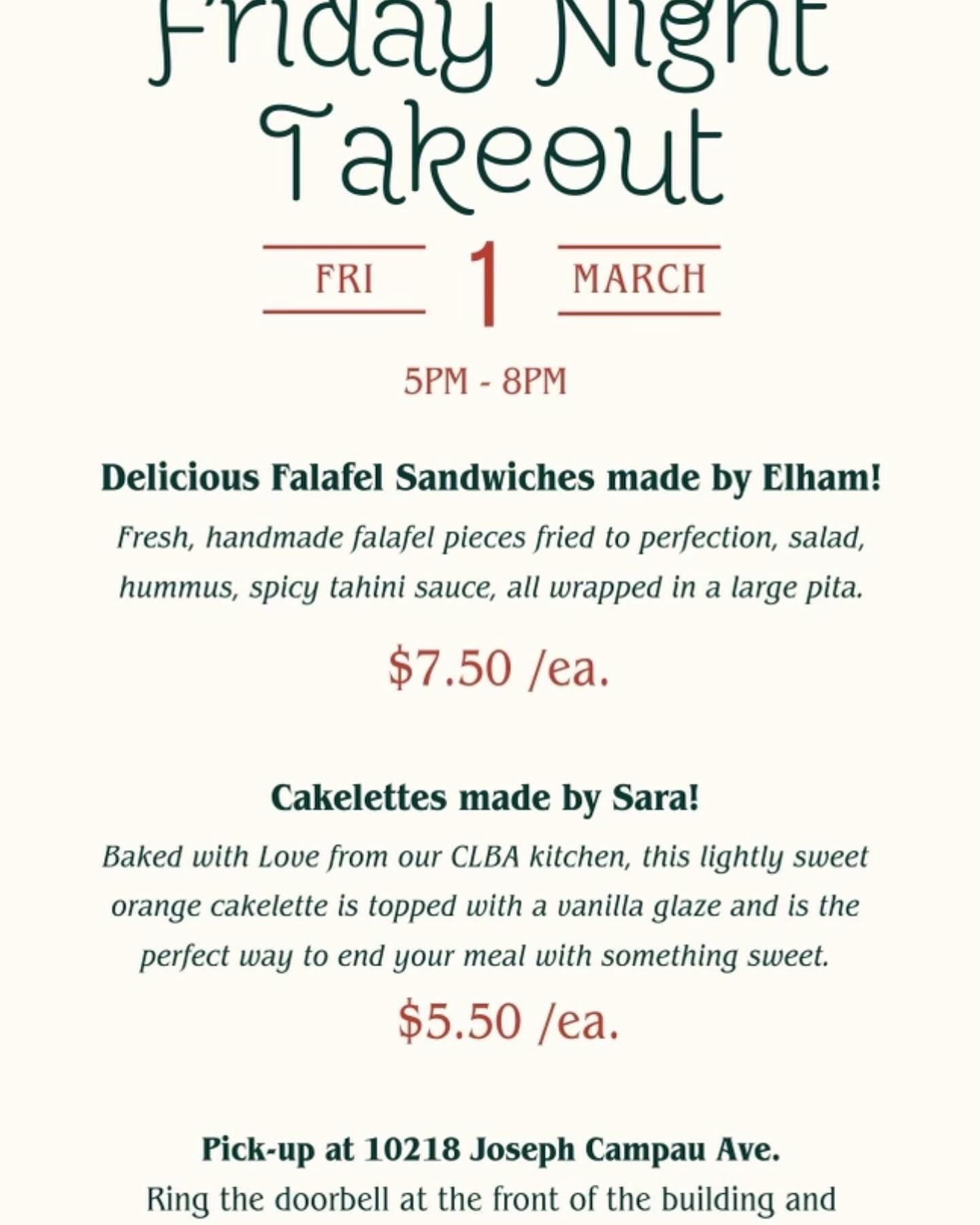 Falafel night is HERE! You can preorder starting today by clicking the link on our page. Or by clicking the link down below . We can’t wait to send out your orders!
Link ⬇️
https://www.clovebakingacademy.com/takeout
#CLBA #bakingfuturesbright #livelaughbake #falafal #preordernow‼️ #support #cakelettes #pastry #pastrychef #insta