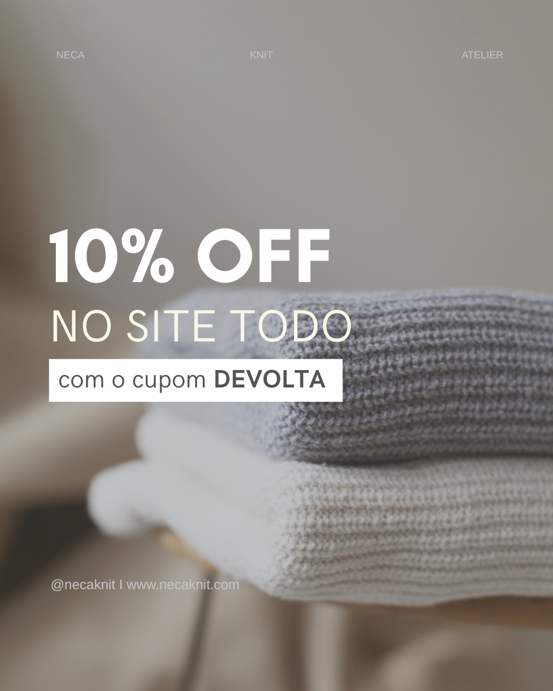 As vezes a vida nos presenteia com a possibilidade de retomar aquilo que amamos. Eu aceitei o presente e ao abrir, rasguei o papel!
Voltamos a ativa com nosso site necaknit.com e a loja está recheada das suas favoritas com cor e tamanho disponíveis.
Até 30 de abril 10% off em todo o site usando o cupom DEVOLTA.
E você: já reconectou com alguma coisa que ama?