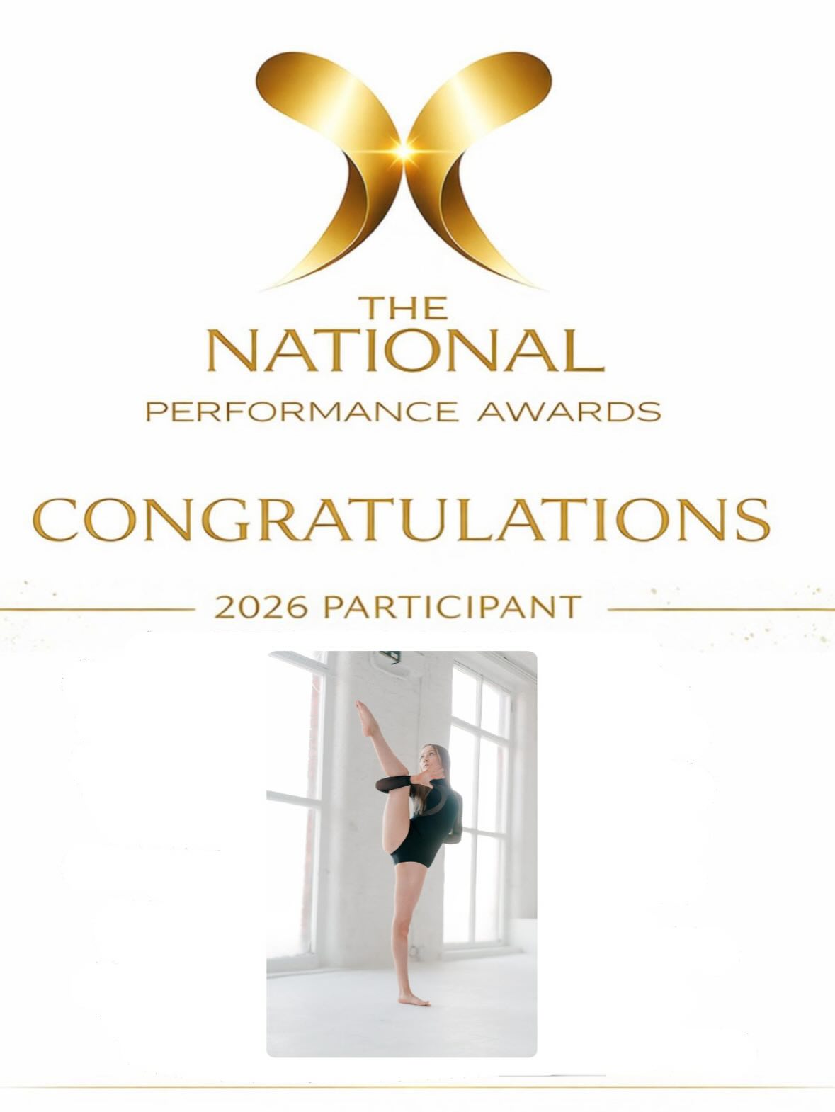 More success ! ✨
We are delighted to announce @louise._m_.hughes has been accepted into the National Performance Awards this June.
This competition is the first of its kind and an amazing experience with top quality industry judges. Well done Louise 💫
@national_performance_awards