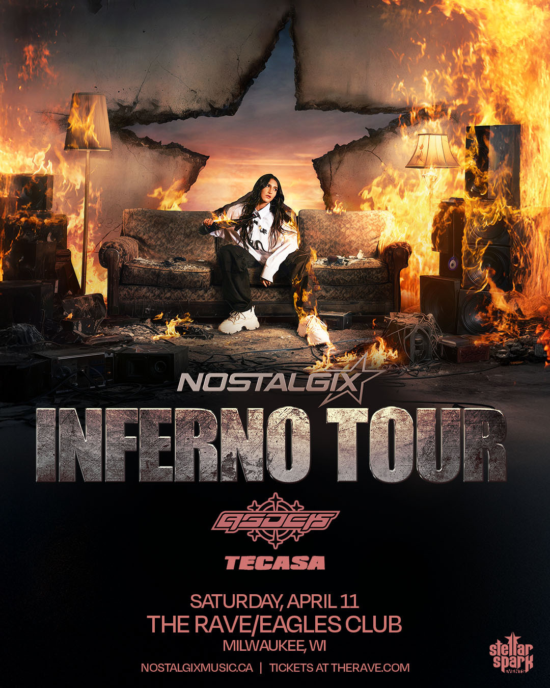 SUPPORT ADDED: @asdekofficial and @TECASAmusic will be joining @Nostalgixmusic on the Inferno Tour on Saturday, April 11th!
Secure your tickets today at therave.com/nostalgix & stellarspark.com