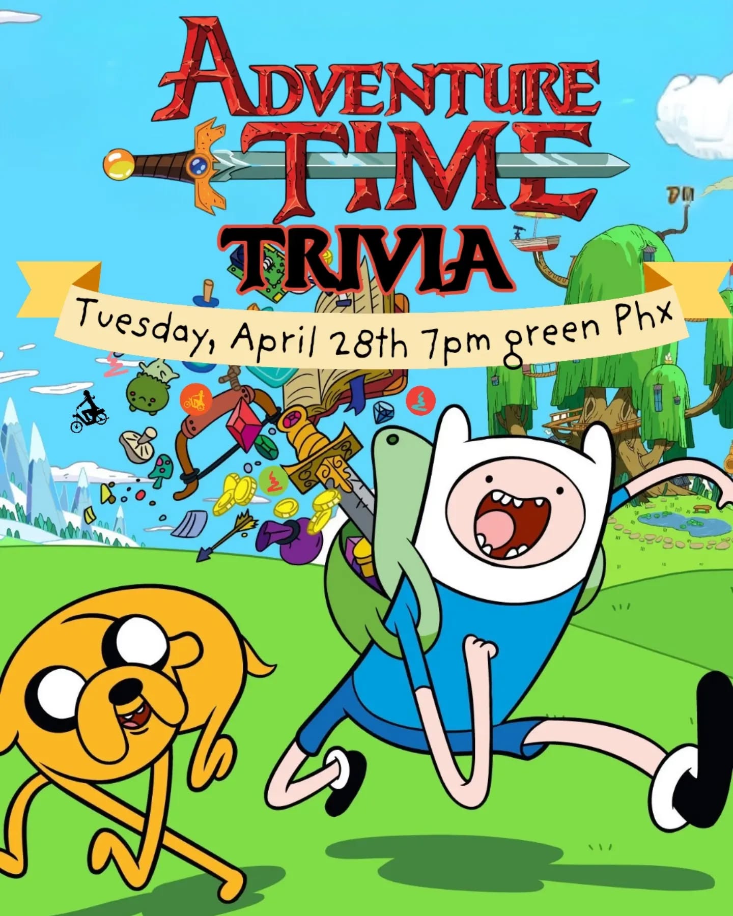 ADVENTURE TIME TRIVIA 🍭✨
Tuesday, April 28th | 7PM
📍 green Phoenix
Mathematical!!! 🗡️ Grab your Finn, your Jake, your whole Candy Kingdom crew and get ready to test your Adventure Time knowledge 🧠💥
From the Land of Ooo to the deepest dungeon lore… only the truest fans will claim victory 👑
🎉 Trivia is ALWAYS FREE to play
🏆 Top 3 winners score FREE prizes + gift cards
⚡ Spots are LIMITED like a rare Enchiridion find
⚡ Reserve your table NOW before it’s gone faster than Jake’s last sandwich
📧 Email michael@greenvegetarian.com to lock in your crew
Come hungry, come nerdy, and come ready to shout “ALGEBRAIC!” at least once 🔥
Tag your trivia squad and let’s get weird 💫