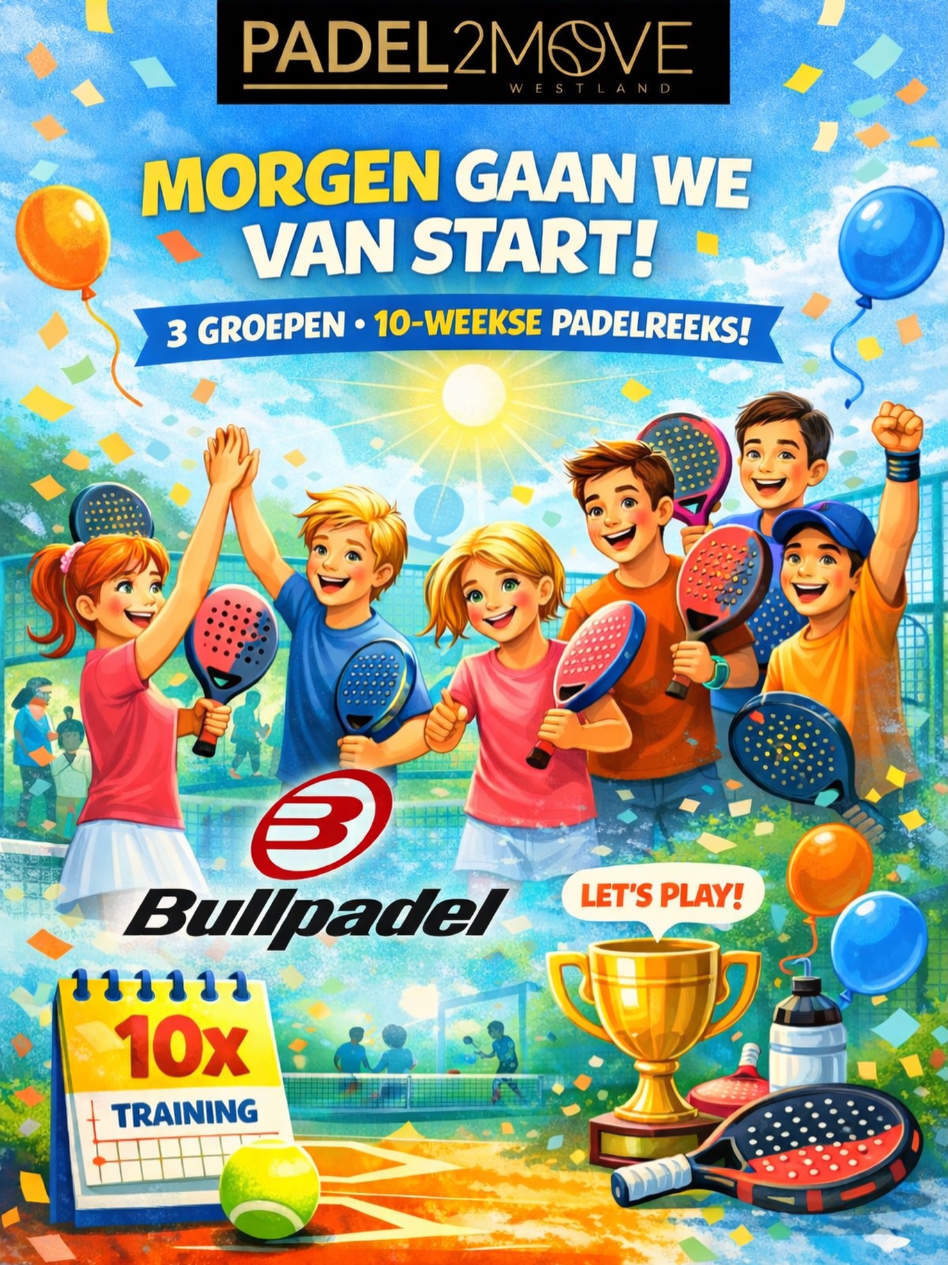 Geen grap… morgen gaan we écht van start! @ltc_sgravenzande 🎾🔥
3 superleuke padelgroepen voor jeugd!
En we hebben er zóveel zin in!
👧 8-10 jaar → 15:00 – 16:00 uur
🧑 11-13 jaar → 16:00 – 17:00 uur
🧑🎓 14-17 jaar → 17:00 – 18:00 uur
10 weken vol actie, nieuwe skills en vooral heel veel plezier 🙌
Dit wordt genieten op de baan 😍
Let’s goooo! 💥
@bullpadel
#padelkids #padeltraining #padel2move #jeugd #westland