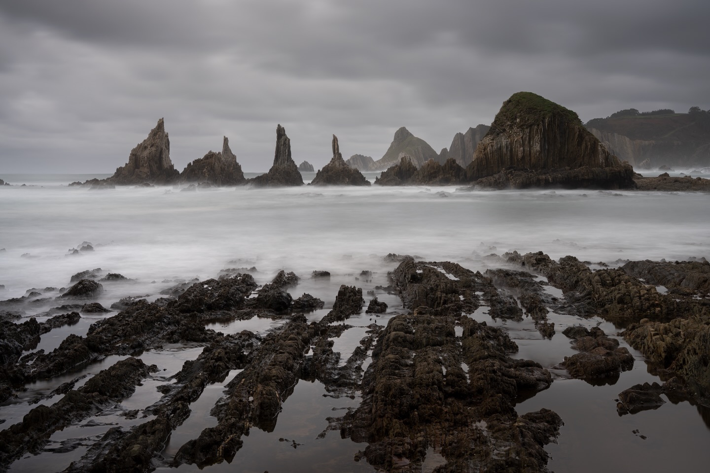 Wild coast of Asturias
I was stunned by the beauty of the amazing coast line of Northern Spain. I wasn’t expecting this kind of raw landscape shaped by the power of water and time. During my trip I learned what difference it can make to shoot in different stages of the tides. This series was take while tide was rising again and you can see entire rock formations vanish beneath the water.
Shot on Sony A7 RV + Sigma 50mm f/1.2 DG Art & 70-200mm f/2.8 DG + Maven Filters ND1000 Dark CPL + framed on Gitzo Systematic Tripod.
