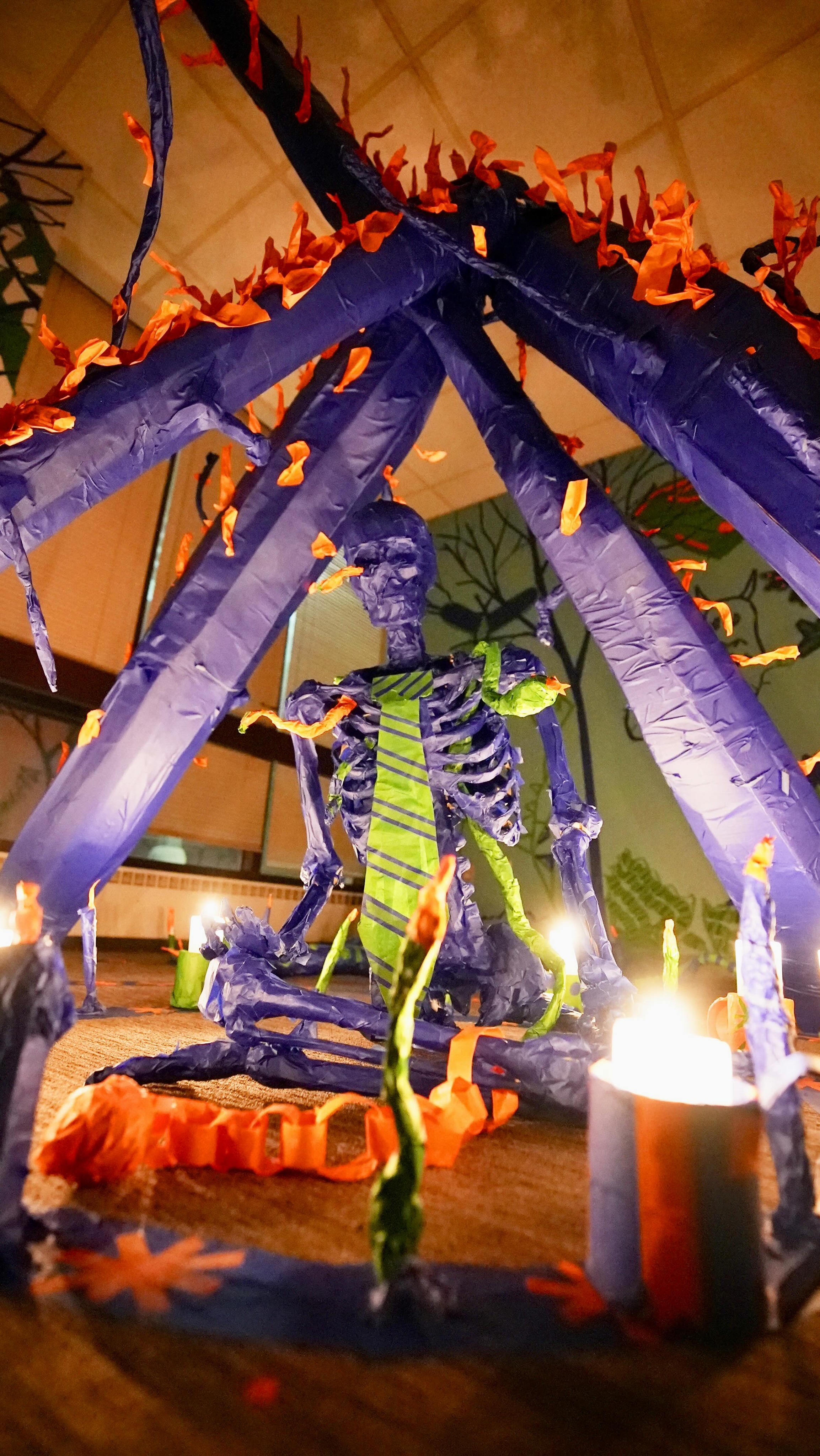 You’ll never believe what the new security guard at Tape Art Mega Corp stumbled across on his first shift! Watch to find out!
This drawing of butterfly forest took a turn for the CREEPY when a 5th grade class got ahold of a plastic skeleton and built a 7 foot tall bonfire.
#tapeart #creepy #skeleton #seance