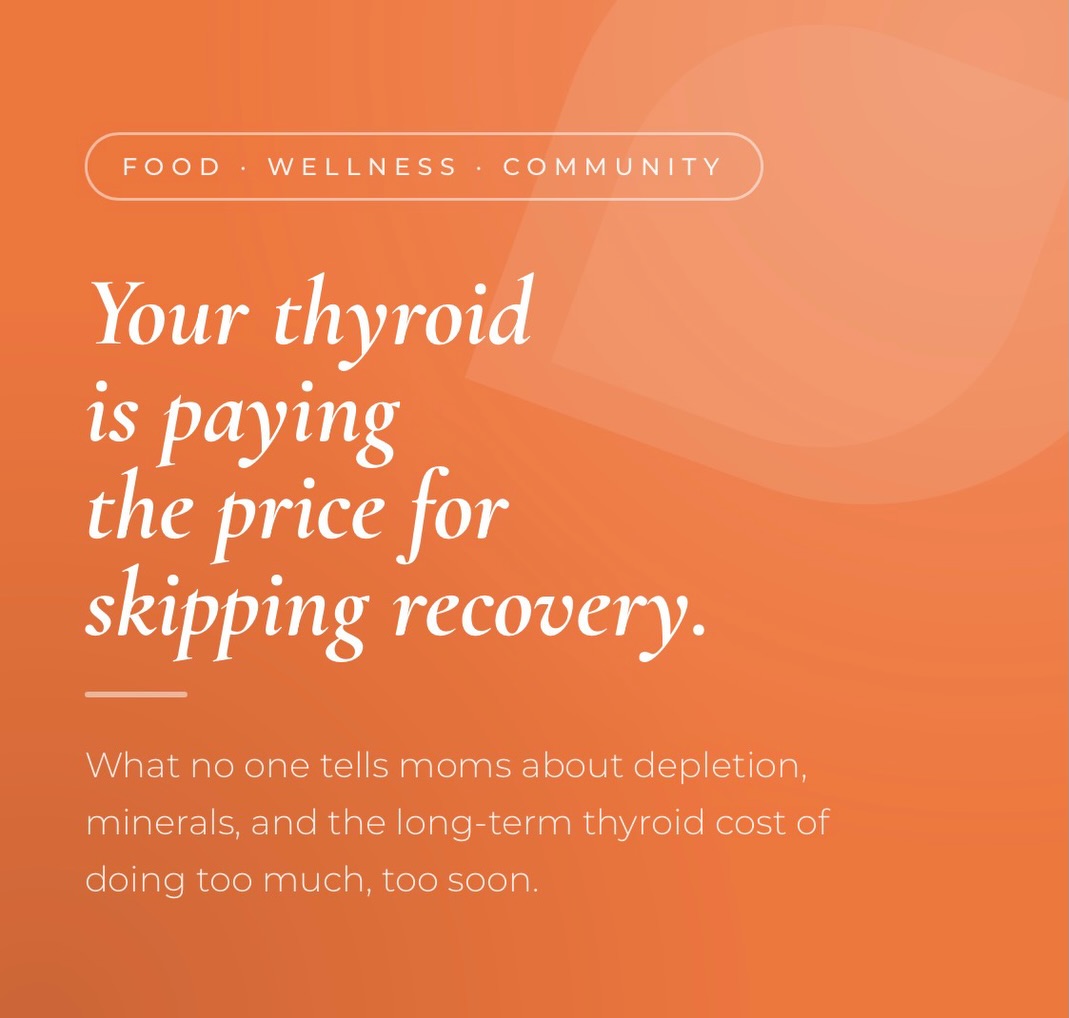 Lately I’ve been seeing more moms go through thyroid surgery years after having their babies. And the more I learn, the more I believe so much of it traces back to what happened (or didn’t happen) in those early postpartum weeks.
When you give birth, your body has just handed over minerals, hormones, and energy reserves for months. Your thyroid is already working overtime. Add in poor nourishment, no rest, cold foods that are hard to digest, and the pressure to “bounce back”, and you have a perfect storm for long-term dysfunction.
Research shows postpartum women develop thyroid issues at twice the rate of the general population. Twice. And most never get a proper diagnosis.
The good news? Nourishment, rest, and mineral replenishment can make a real difference. That’s what this carousel is about.
Swipe through and save this, your future self will thank you.
Have you or someone you know struggled with thyroid issues after having a baby? Drop a 🌿 below.
#PostpartumHealing #PostpartumNutrition #ThyroidHealth #FourthTrimester #PostpartumRecovery