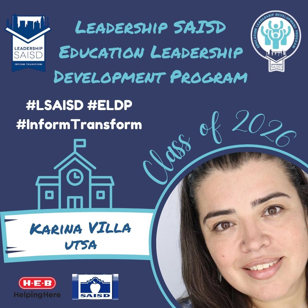#ELDP Class of 2026 Spotlight ✨Dr. Karina Villa is an innovative education professional with over 20 years of experience in bilingual and early childhood education. She is currently an Education Specialist at The Academy for Teacher Excellence Research Center - University of Texas at San Antonio. Her research focuses on teacher leadership, mentoring, technology integration, and culturally efficacious pedagogy. Dr. Villa has extensive experience in instructional coaching, curriculum development, and mentoring preservice teachers. She is passionate about enhancing educational outcomes through strategic program development and evidence-based instructional practices. #LSAISD #informtransform #publiceducation Thank you to our 2026 Program Sponsors @heb and @sanantonioisd
