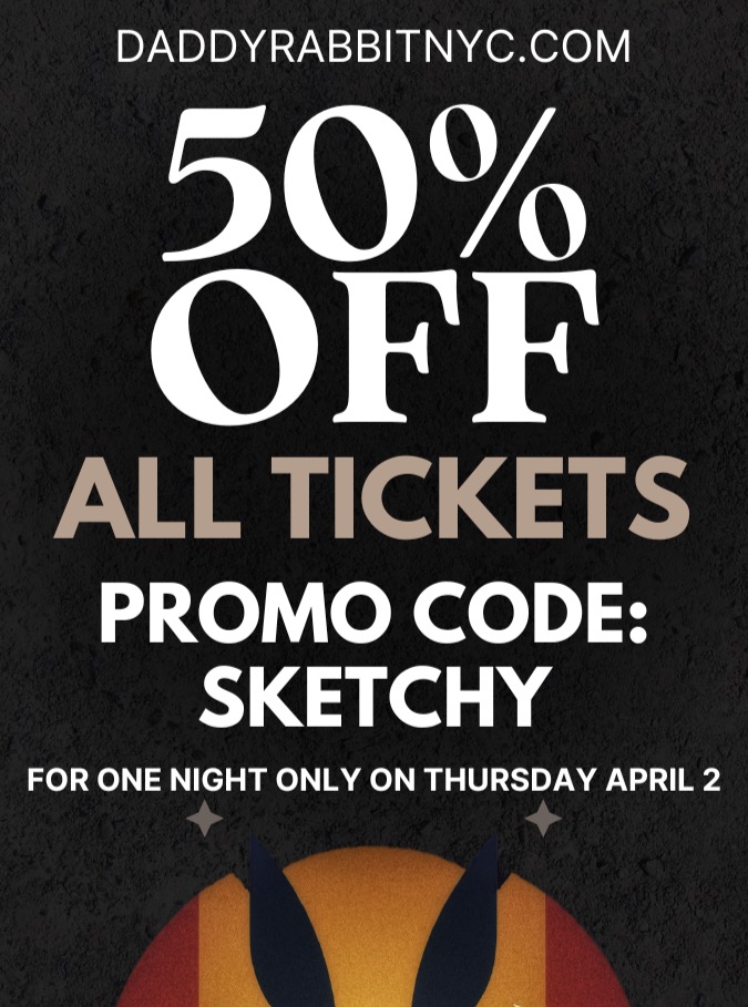 On Thursday April 2nd Daddy Rabbit presents the inimitable Sketchy Black Dog who will play unique interpretations of great songs by The Beatles, The Police, Led Zeppelin, The Eagles and other rock legends. For a limited time we are offering a 50% discount on all tickets with Code: Sketchy at checkout. Tickets@ https://daddy-rabbit.turntabletickets.com see you there #livemusic #nyc #thebeatles #theeagles #ledzeppelin #DavidBowie