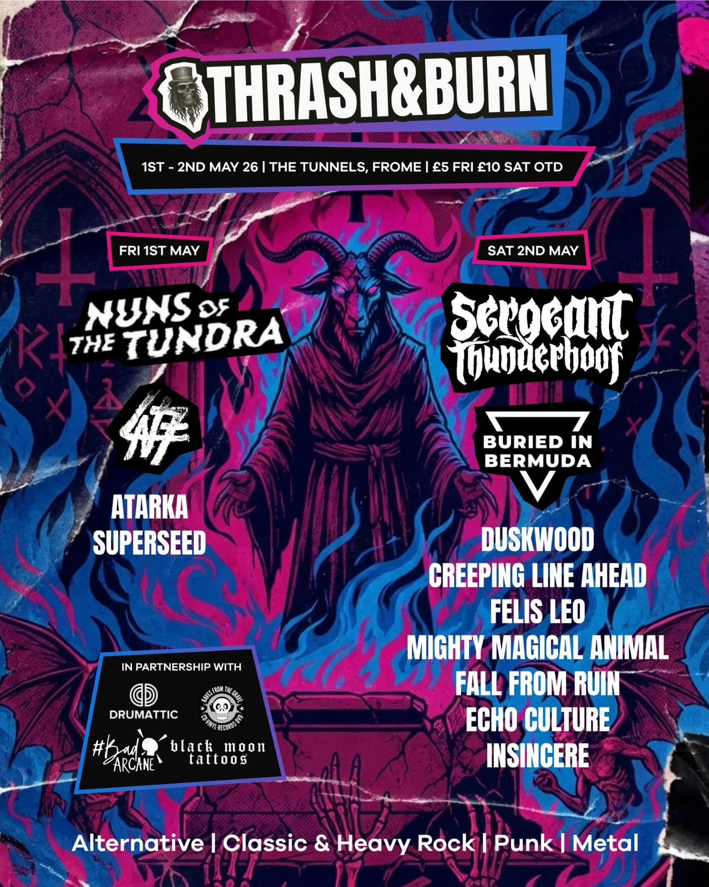 šØ Frome! šØ
We are hyped to announce that we are playing at @thetunnelsfrome on Sat 2nd May as part of the epic @thrashandburnpromo festival held 1-2 May š„š¤
It's a true honour to share the stage with friends such as @luckynumberseven_ and @nunsofthetundra and a whole host of some of the most talented and up-and-coming bands from around the UK.
Huge thanks to Matt for inviting us and for hosting such an epic weekender. š
šļø Ā£10 for the Saturday all-dayer! Tickets in link in bio or website.
See you there! š»
BIB x
-------
#buriedinbermuda #thrashandburn #thetunnelsfrome #fromemusicscene