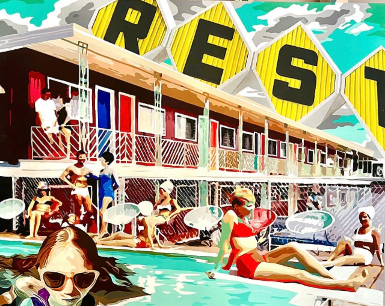 Melissa Sims piece “Hotel Rest-A-Lot” has us dreaming of our summer pool days.☀️
From artist Melissa Sims, “Hotel Rest-A-Lot”.
Made of oil on panel with a resin coating, this wonderful piece measures 25” h x 31” w.
You can find a lovely collection of artwork from Melissa Sims now on view and available for purchase only @thewitgallery
For more information and purchases, please visit our website thewitgallery.com, contact info@thewitgallery.com or DM to inquire.
.
.
.
.
.
.
.
.
Art | Art Gallery | Museum | Art Collection | Collection | Artist | Contemporary | Art Collector | Glass | Blown Glass | Painting | Gallery | Modern | Miami | Art Week | Massachusetts | Berkshires | Photo | Reels | Artwork | Woman Owned | Business | POV | Discover | Explore | Collector