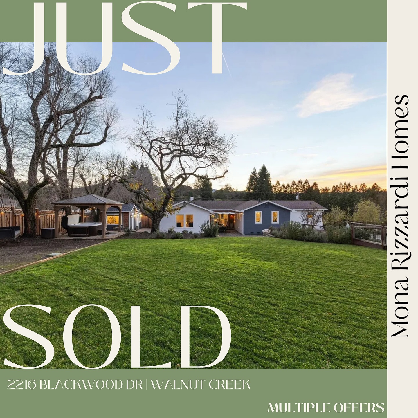 JUST SOLD with multiple offers in Walnut Creek! Congrats to my clients who sold this home and congrats to the new homeowner!
2216 Blackwood Dr.
Sold $1,855,000
3 Bedrooms | 2.5 Bathrooms
1826 ± Sq. Ft. Interior
+ 240 ± Sq Ft. studio space
0.46 ± Acres
2216Blackwood.com
Link in bio
Mona Rizzardi
Christie’s International Real Estate Sereno
Top 1.5% of realtors nationwide
Mona@monarizzardihomes.com
Monarizzardihomes.com
(415) 672-1020
DRE 01968834
Staging @sucasaand.co
Photography @openhomesphotography
#justsold #walnutknolls #elevatedprivateretreat #realestatepartner #Interiordecorator #dooropener #dealcloser #Sereno #Christiesrealestate #christiesrealestatesereno #eastbayrealestate #walnutcreekrealtor #walnutcreekrealestate #pleasanthillrealtor #lafayetterealtor #alamorealtor #concordrealtor #claytonrealtor #danvillerealtor #monarizzardihomes #top1.5% #realtrends #topagentwalnutcreek #topagent #luxuryagent#luxuryagentwalnutcreek