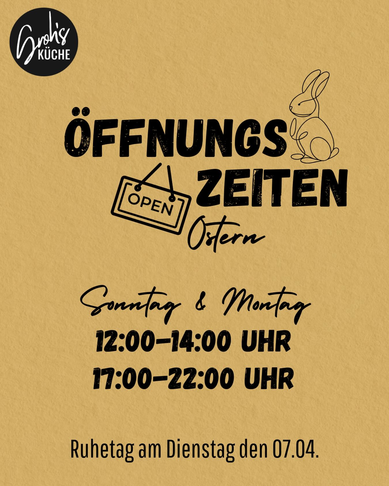 Liebe Leute,
wir sind, wie die letzten Jahre, natürlich auch in diesem Jahr an den Osterfeiertagen für euch da!
Freut euch auf unser Ostermenü 🤫
Wir sehen uns!