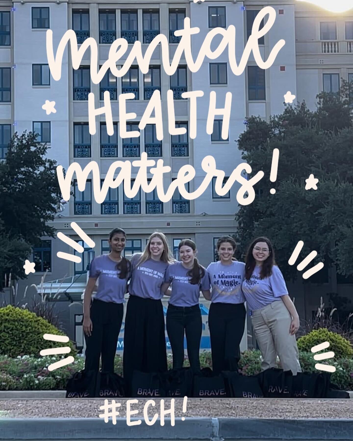 Every day is a good day to focus on your mental health! Thank you TCU chapter for going on this ECH visit w us!!! 🤍⚡️ #amomentofmagicfoundation #amomentofmagicbaylor #amom #magicmakers