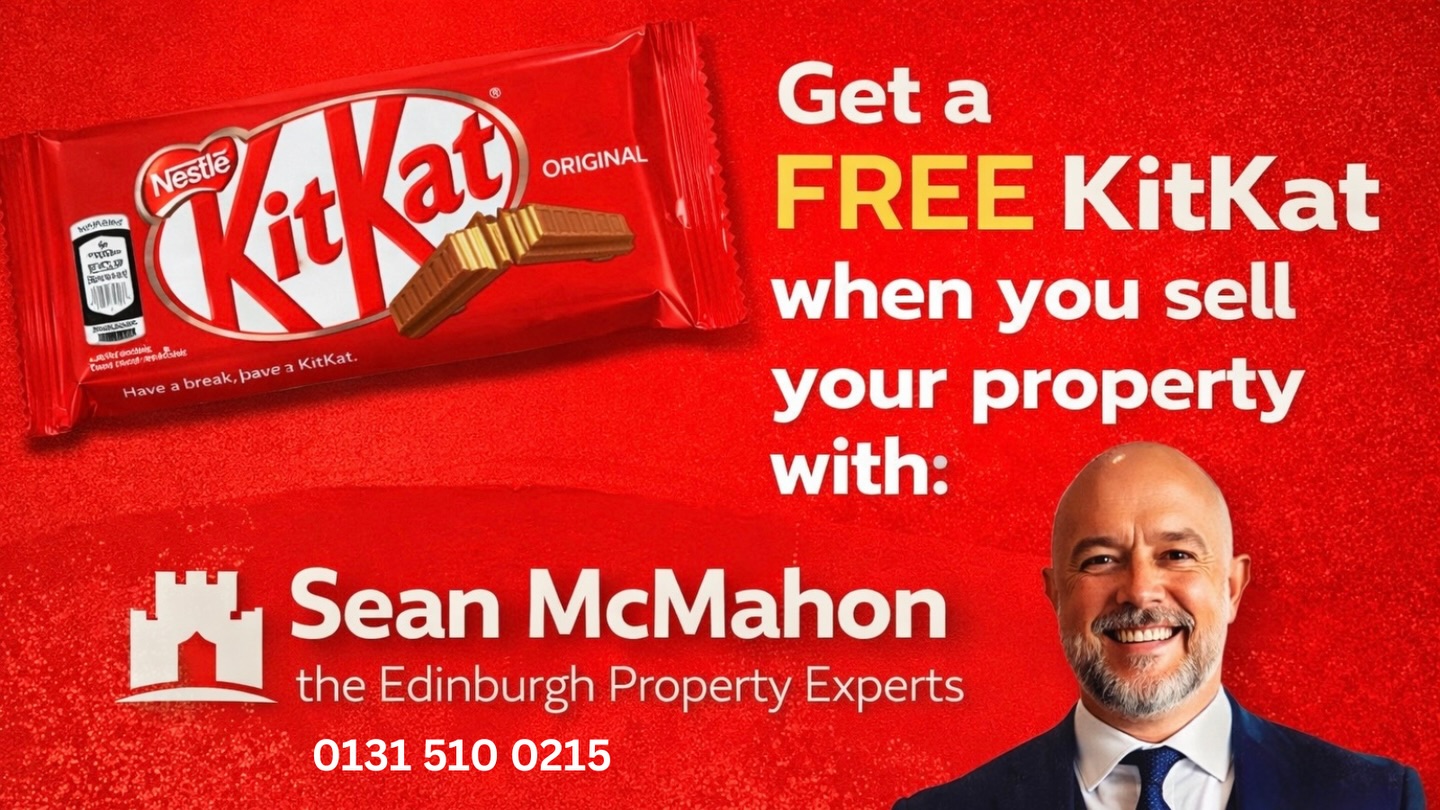 Our FREE KitKat offer ends at midday today, so if you’re serious about selling your home in Edinburgh and want to take a break from the average agent and upgrade to your very own Personal Expert, feel free to get in touch! Offer limited to the first 413,793 customers.