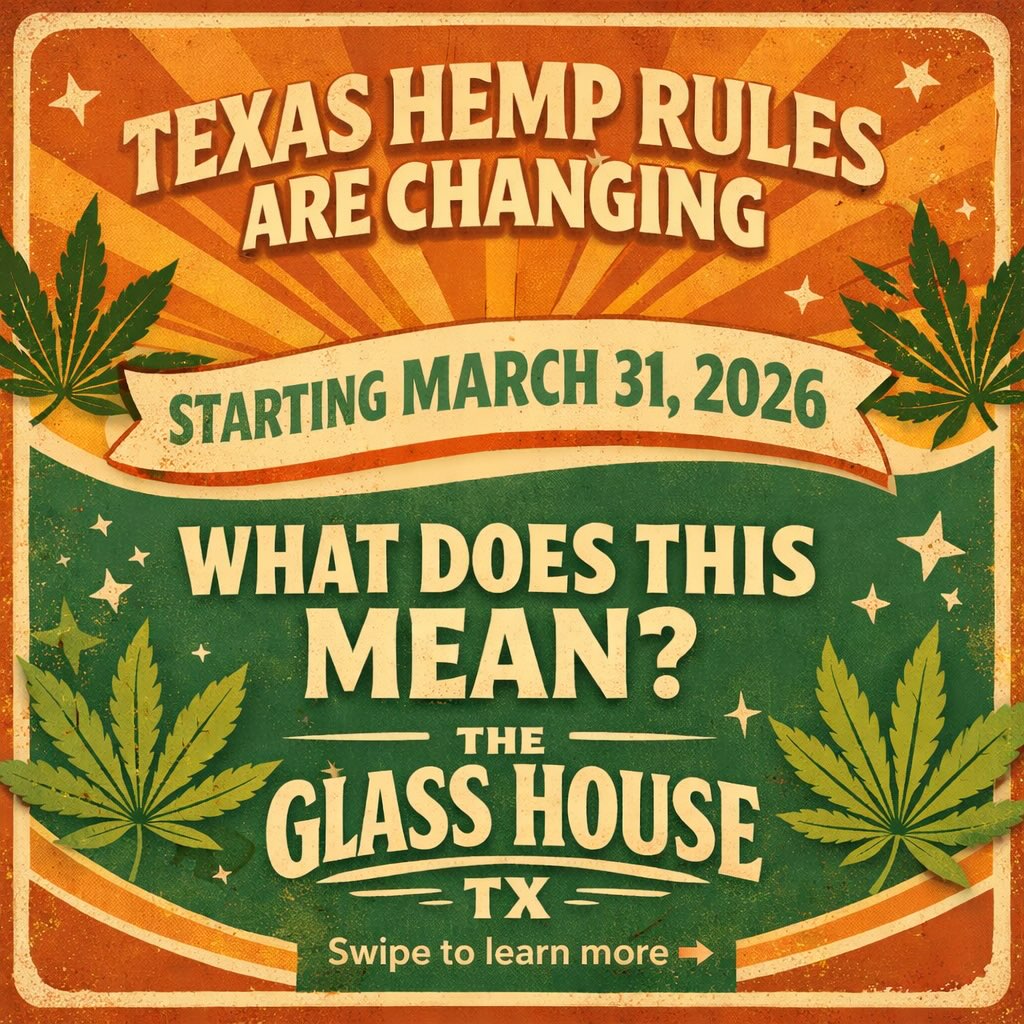 We know there’s a lot of confusion right now.
Hemp laws in Texas are changing, and some products may be affected starting March 31.
We’re staying informed, working with trusted vendors, and will keep you updated every step of the way. #texashemp #dfw #hemp #txhemp #420