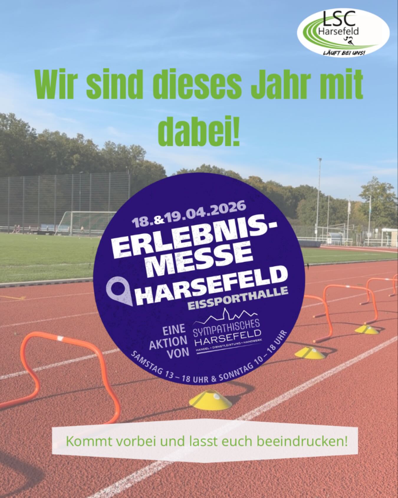 🚨 Save the Date, wir sind mit dabei! 🚨
Am 18.04. & 19.04.2026 findet ihr uns auf der Erlebnismesse in Harsefeld!🤩
Kommt vorbei und erlebt selbst, was wir draufhaben – langweilig wird’s garantiert nicht 💪🏻💚
Wir haben richtig Bock auf euch und sind bereit, euch ordentlich zu überraschen! 🎉
#lscharsefeld #erlebnismesseharsefeld2026 #sportvereint #harsefeld #gemeinsamsindwirstark