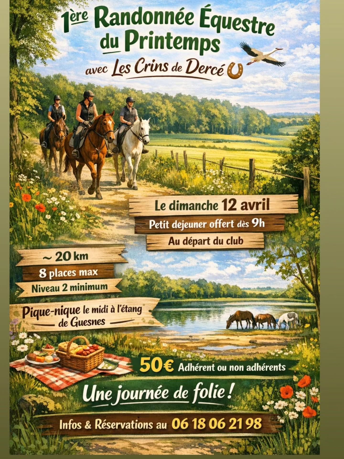 C'est parti
LA PREMIÈRE EST EN PLACE.
pas trop longue... Au départ du club...
Cavalier extérieur ok
PLACES LIMITÉES 🥰😘
LES CRINS DE DERCE poney club
Activités Centre équestre Les CRINS De Dercé