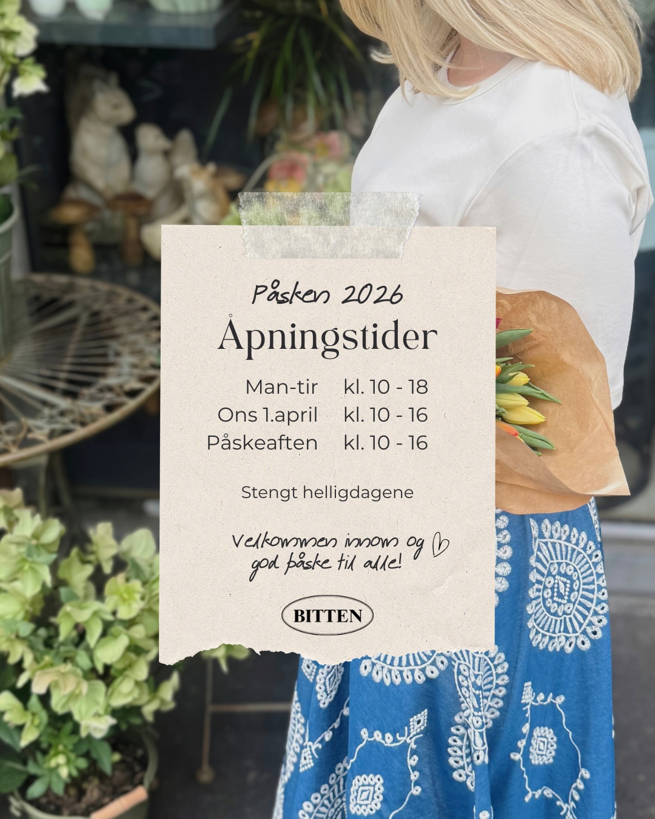 Vi ønsker dere alle en riktig fin påske💛🐣 Butikken bugner av såå mye fint nå, så legg gjerne inn en tur innom oss på Bitten. Her gjelder det å være rask så du får sikret deg de beste godbitene for våren😍