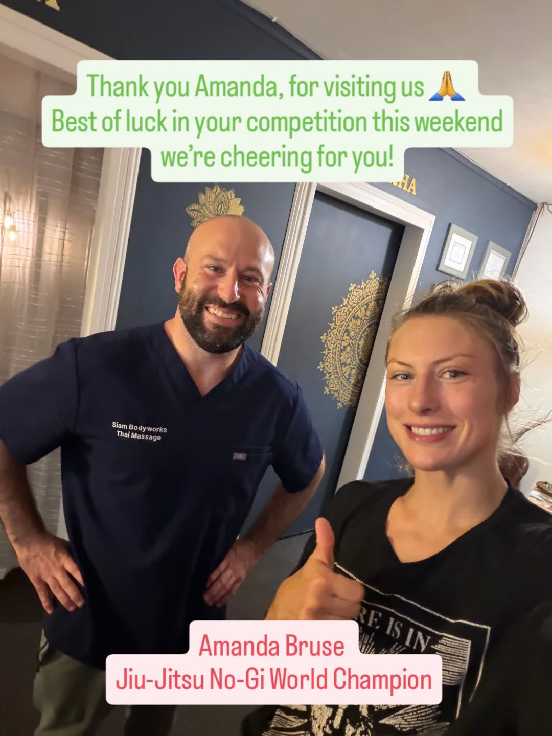 “Thank you, Amanda, for visiting Siam Bodyworks 🙏 Best of luck in your competition this weekend—we’re cheering for you! Move better, feel better with Siam Bodyworks.”
Book your recovery session. Stay strong. Stay ready.
www.sdsiambodyworks.com
(619) 876-8033
📍7841 Balboa Ave suite 204, San Diego, CA 92111
📍4690 Mission Blvd, San Diego, CA 92109
#athletes #bjj #sportmassage #sandiegojiujitsu #sandiegomassage