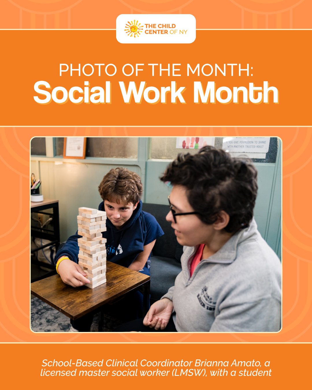 At The Child Center, social workers are at the heart of everything we do: from the classroom to the community, and everywhere in between. Through programs like School-Based Mental Health, our social workers meet students where they are, helping them navigate their emotions, build resilience, and develop the tools they need to thrive.
This Social Work Month, and every month, we celebrate the compassion, dedication, and impact of our social workers, like Brianna, who reminds us that even something as simple as play can open the door to healing.
Read more: childcenterny.org/post/photo-of-the-month-social-work-month-in-action