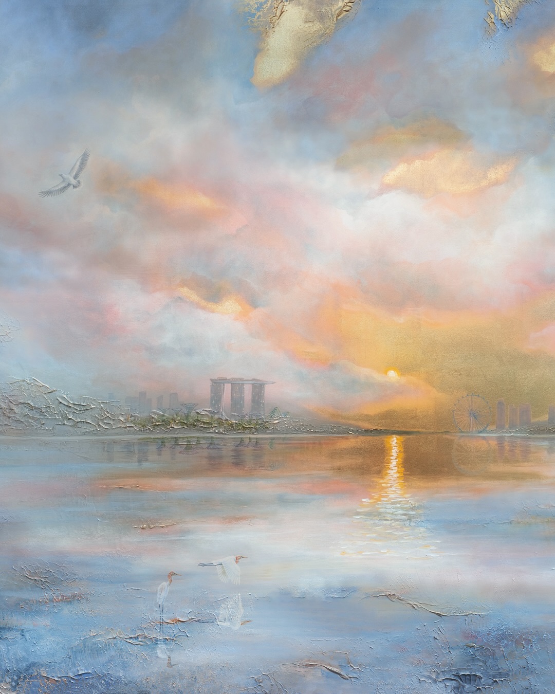 For a moment, I found myself back in city lights ✨🌇
This piece took me back to a theme I hadn’t explored in a while…the glow, reflections, and stillness of a city at sunset 🌤️ Also the largest metal leaf painting I’ve ever done! 😍
Created for a collector in Singapore 🇸🇬
Limited prints available.
#slowlifestyle #semiabstractart #artinspiration #landscapeartist #singapore #singaporean #marinabaysandssingapore