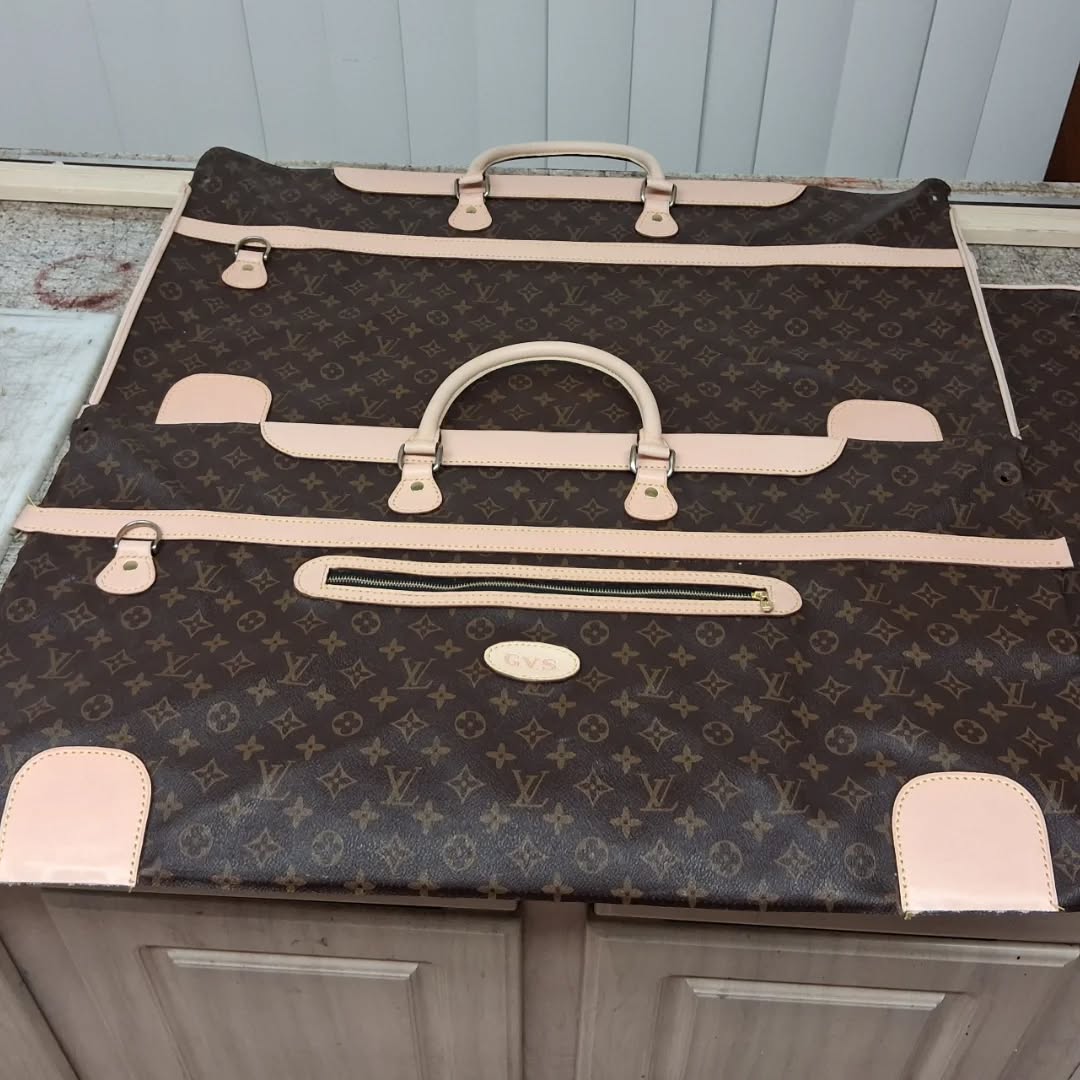 Compete rebuild for this 1960s U.S. made Louis Vuitton travel bag with personal monogram badge.. Shell is ready to sew back together. This one had a lot of leather parts. Owner used it every day. Had liner replaced sometime in the 1980s judging by the type of fabric. Getting waxed canvas interior. Stayed tuned for finish. #louisvuitton #luxuryhandbags #restoration #leather #travel
