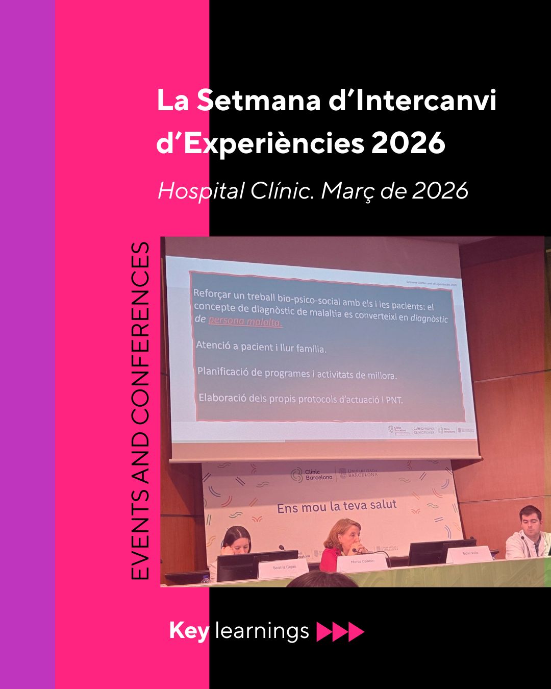 Hem participat en diverses activitats de la "La Setmana d’Intercanvi d’Experiències 2026" organitzada pel @hospital_clinic, i ens agradaria compartir alguns dels aprenentatges que enriqueixen la nostra feina.
Dimarts, vam assistir a la xerrada:
➰🫴 “Treball social i procés de salut: acompanyament al llarg de la vida”
Amb Ester Valls Puente, Beatriz Cejas, Marta Cantón i Marc Pastor.
Gràcies per donar llum a aquesta feina tant necessària per aconseguir una atenció equitativa i un acompanyament integral a la persona. Ha estat molt rellevant per la nostra col·laboració amb el Sistema de Salut Pública de Catalunya.
Dimecres, vam participar al taller:
🫂🎗️“Vincles: cocreem eines per millorar les relacions socials de joves supervivents de càncers hemato-oncològics”
Organitzat per l’ @hospital_clinic – Oficina d’Innovació promoguda per Pacients i Cuidadors (amb Dr. Joan Fernando i Mireia Llovera), @elisava.school – Decoding Well-being & Care through Design (amb Dra. Ainoa Abetlla i Dra. Anna Maria del Corral) i amb @imparablescontralaleucemia (amb Marta Fernádez)
Cocrear solucions amb joves supervivents i escoltar de primera mà les seves perspectives va ser una autèntica font d’inspiració i motivació per a la missió Bizi ON, el nostre programa amb @euskampus, per activar noves formes de viure amb el càncer al País Basc.
Dijous, vam assistir a la:
🗣️“Cloenda. De la visió a l'acció: com potenciar la participació dels pacients per al futur Nou Campus Clínic de Salut UB”
Molt interessant escoltar Vincent Dumez explicar el Model de Montreal de “Pacient com a soci” en educació, recerca i atenció. Una gran font d’inspiració per a la nostra pràctica de transformació cap a un sistema d’atenció impulsat per les persones. I també reconforta saber que Eva Villalba, de la Coalició del Càncer del Quebec, comparteix la visió sobre redissenyar els models de reemborsament com a motor clau per impulsar el canvi de comportament en els nostres sistemes d’atenció.
Moltes gràcies al Clínic per crear aquest espai de reflexió, aprenentatge i intercanvi. 🙏