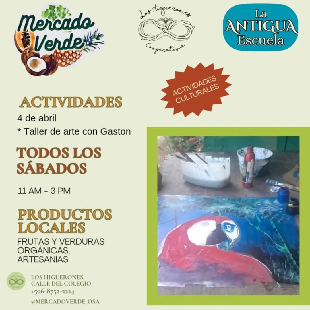 ✨ Este sábado tenemos a Gasto y su arte para un taller con nosotros, desde hacer grandes pinturas, murales y figuras de caras en madera, bambú, huesos, y en lo que pueda imaginarse un arte, Gastón es el y su expresión 🎨 presente en restaurantes, escuelas, y colabora con su arte con @embelleciendopj y sus barriles para basura en distintos lugares del pueblo.
Artes desde figuras en coco de mono, caras de ancestros y un arte tan característico y único podemos apreciar de tener a Gastón presente este sábado en el @mercadoverde_osa
El amor es arte y
El arte es amor
Vivir es arte✨
✨🎨✨This Saturday, Gastón and his art will be joining us for a workshop. From creating large paintings and murals to carving faces in wood, bamboo, bone, and just about anything else you can imagine, Gastón's art is ever-present in restaurants and schools. He also collaborates with @embelleciendopj and their trash cans in various locations around town.
From monkey figures carved from coconuts to ancestral faces, we can appreciate Gastón's unique and distinctive style this Saturday at @mercadoverde_osa.
Love is art and
Art is love
Living is art