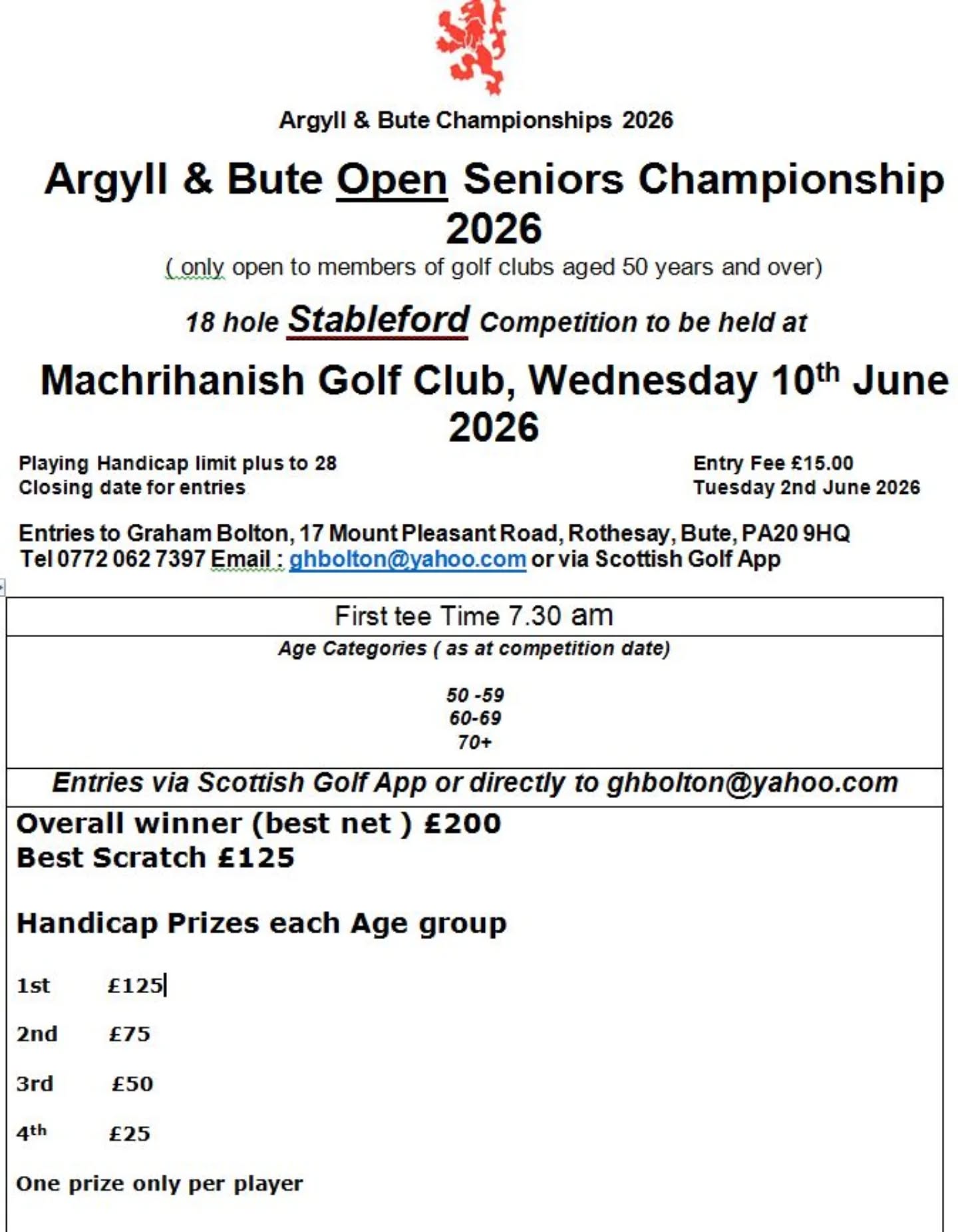 A&B Seniors Open 2026 @machgolfclub
Supporting Argyll and Bute Golf Union ⛳️🏌️♂️#golf #argyllandbutegolfunion #seniorsopengolf